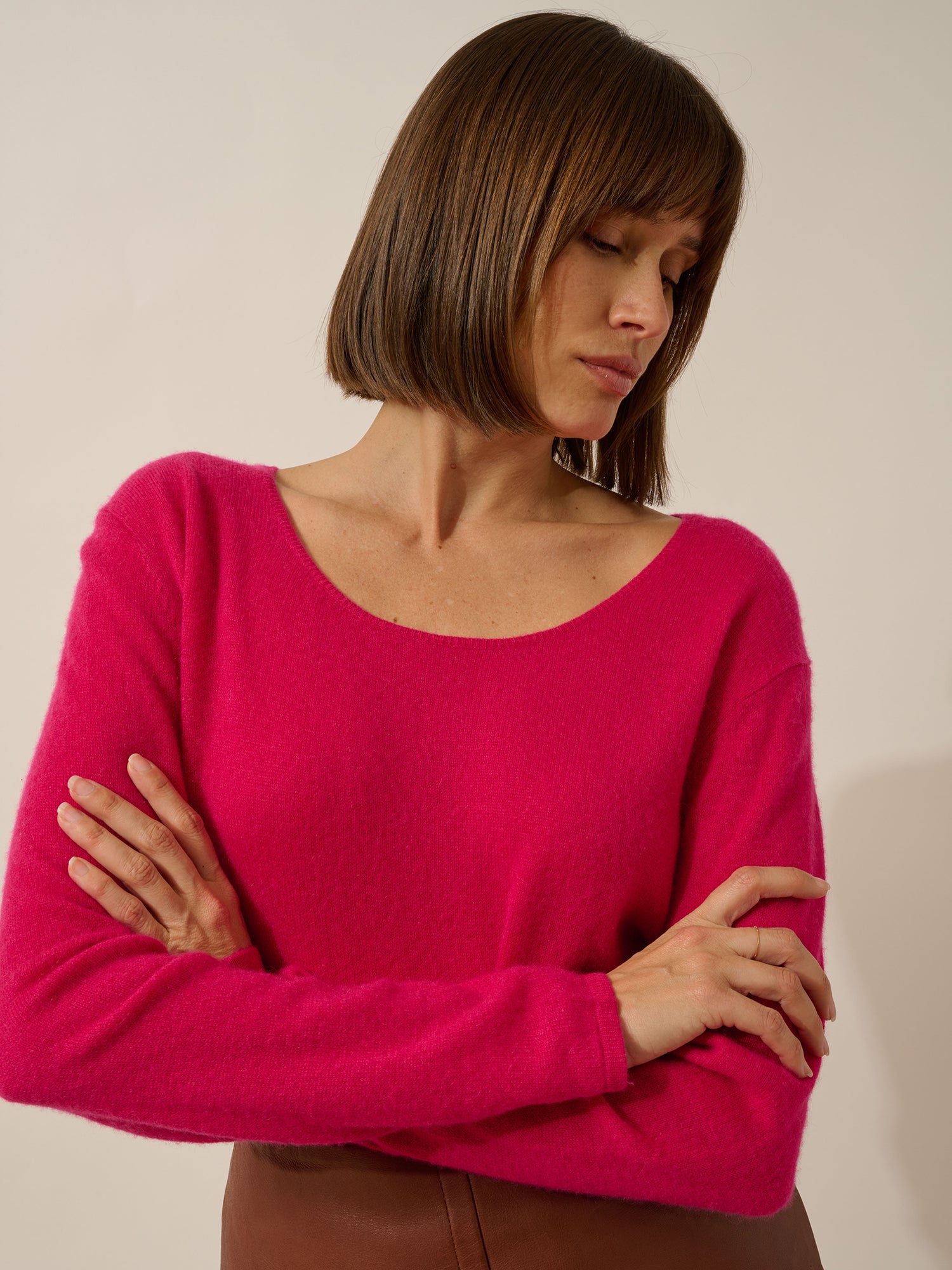 FIONA fuchsia boat neck sweater