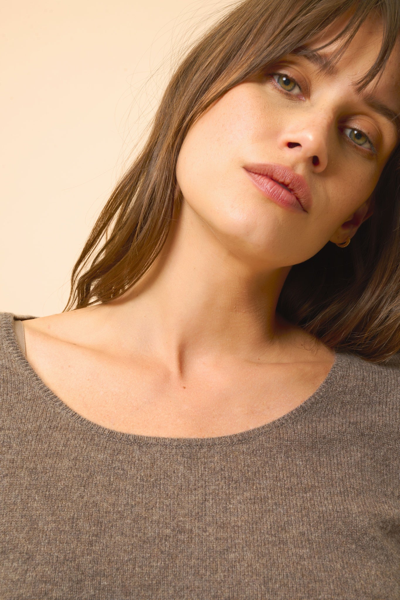 FIONA pull col bateau taupe chiné