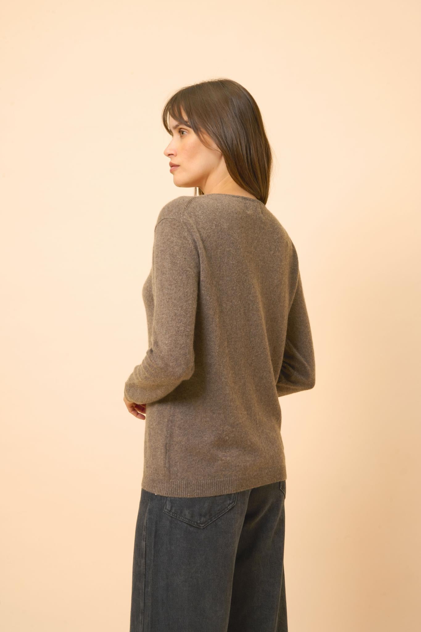 FIONA pull col bateau taupe chiné