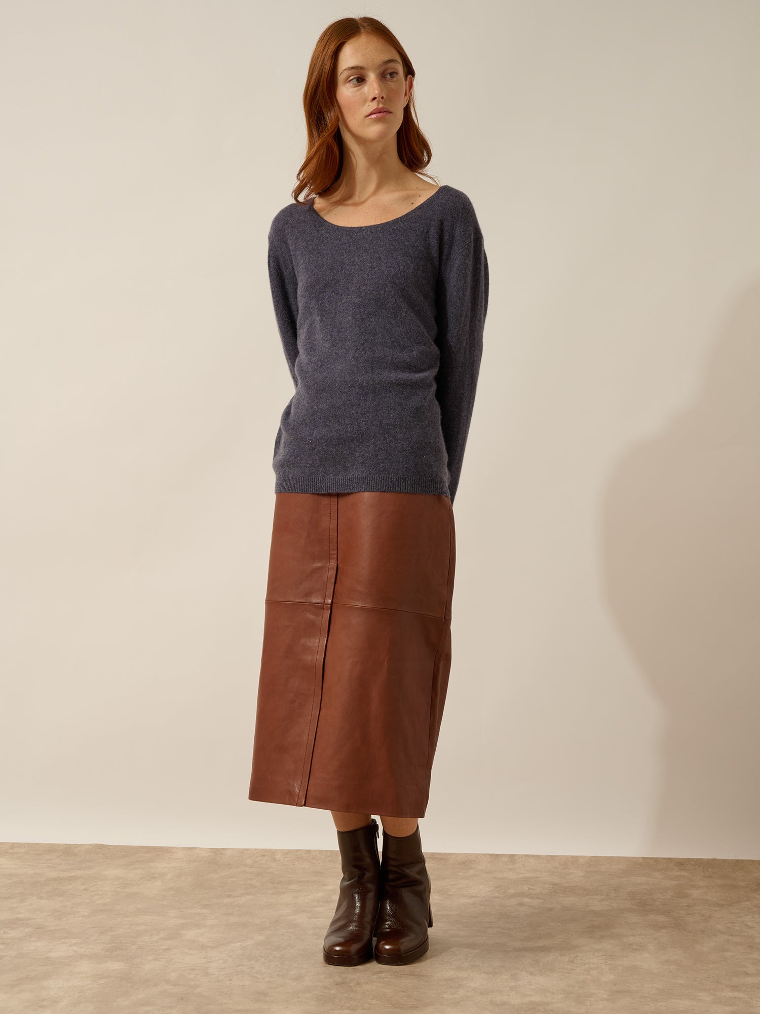 FIONA pull col bateau violet gris chiné