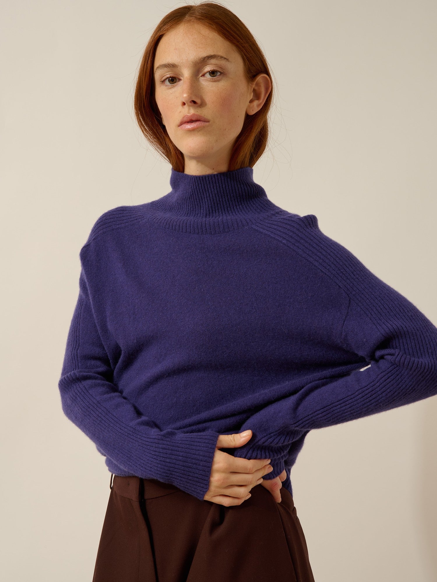 fiorina pull col roulé purple