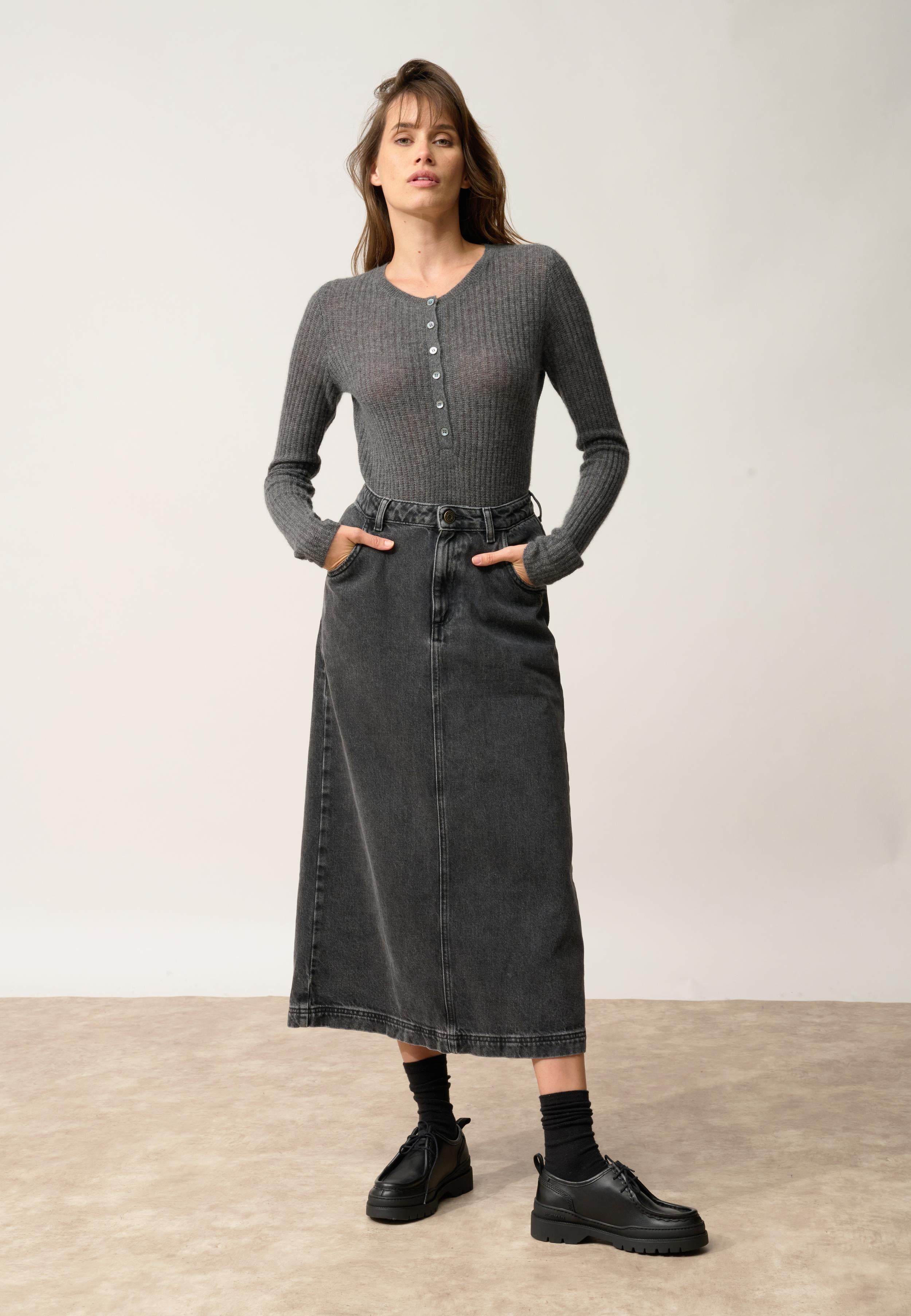 FUNI body col rond anthracite chiné
