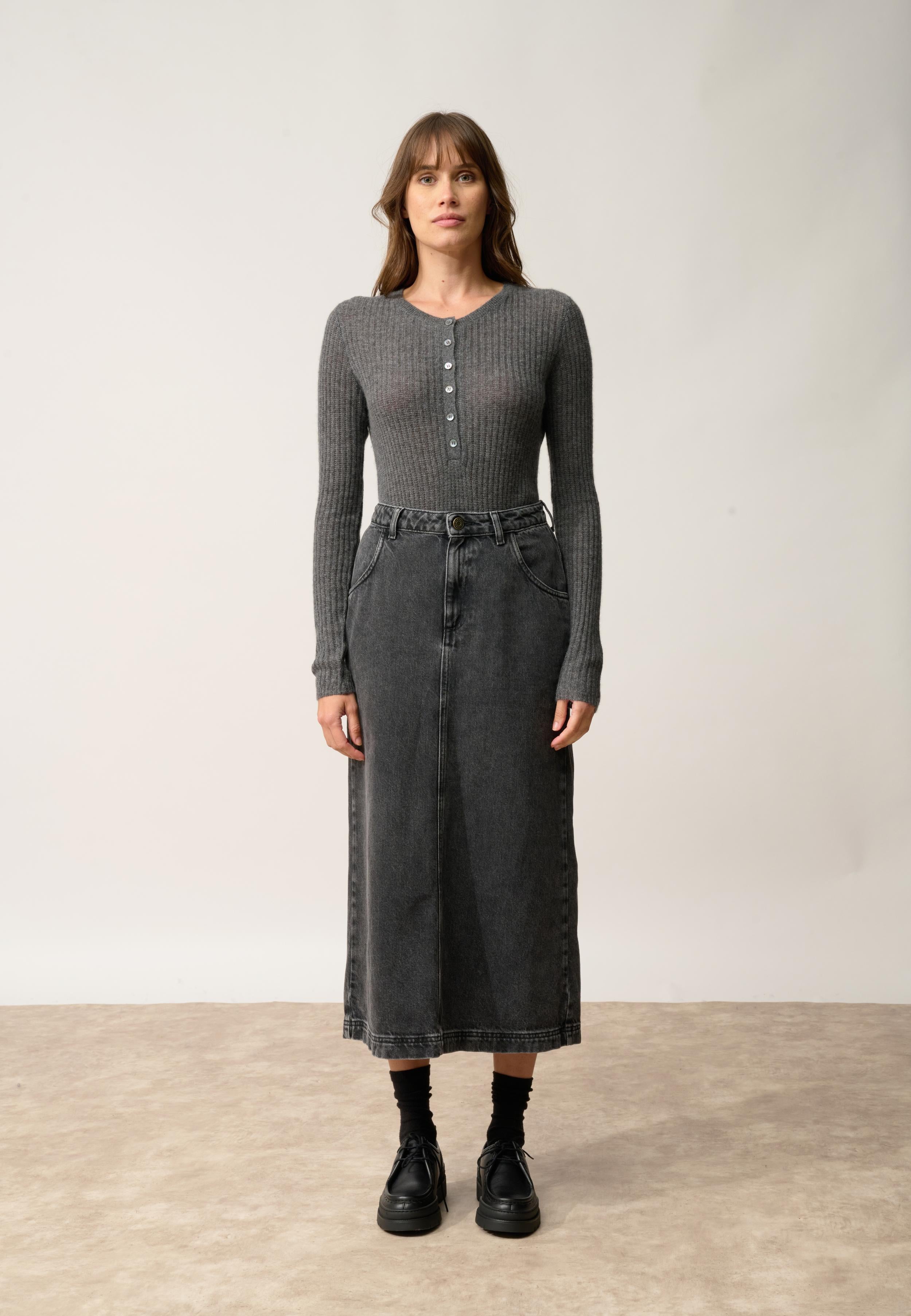 FUNI body col rond anthracite chiné