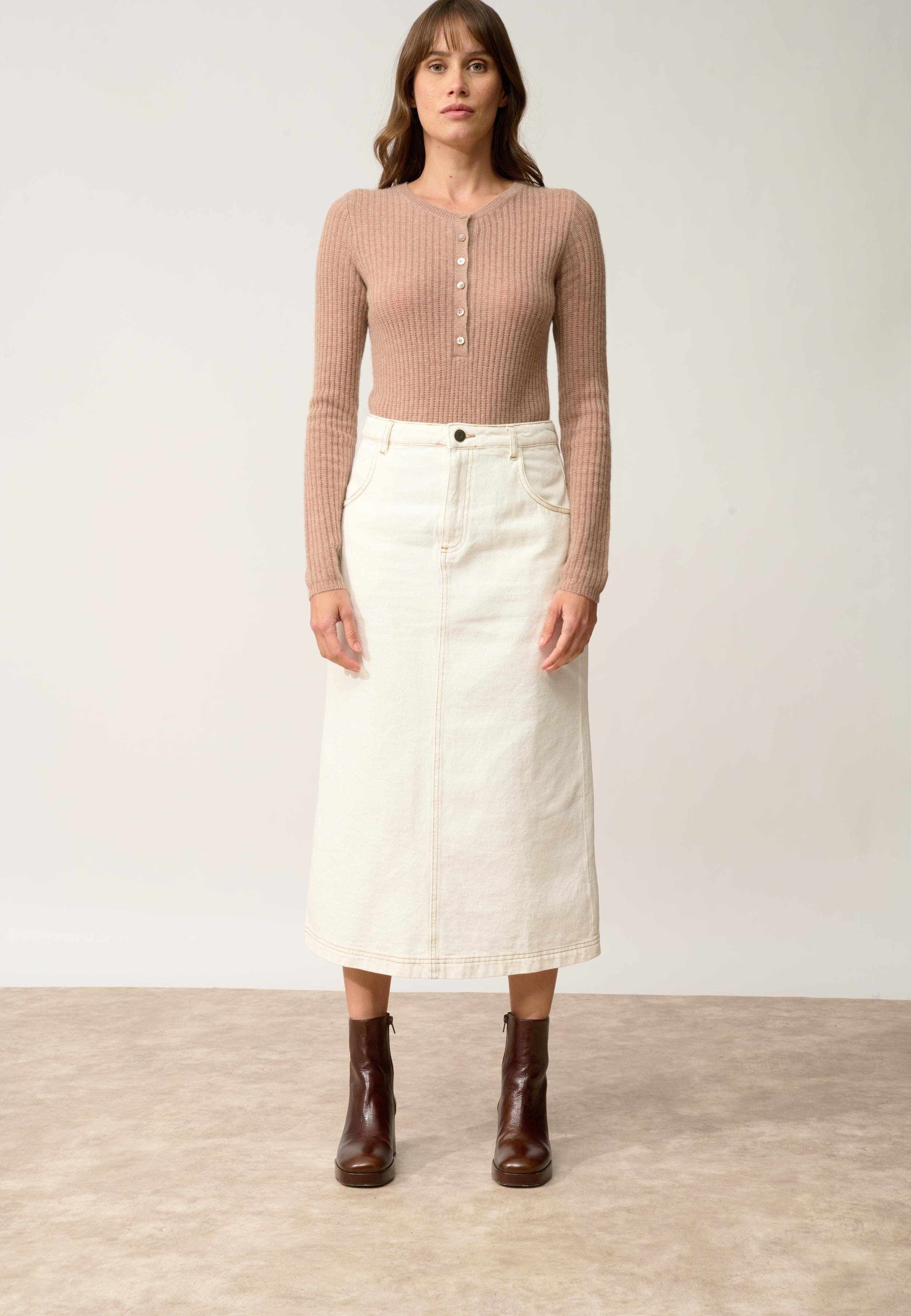 FUNI body col rond camel chiné