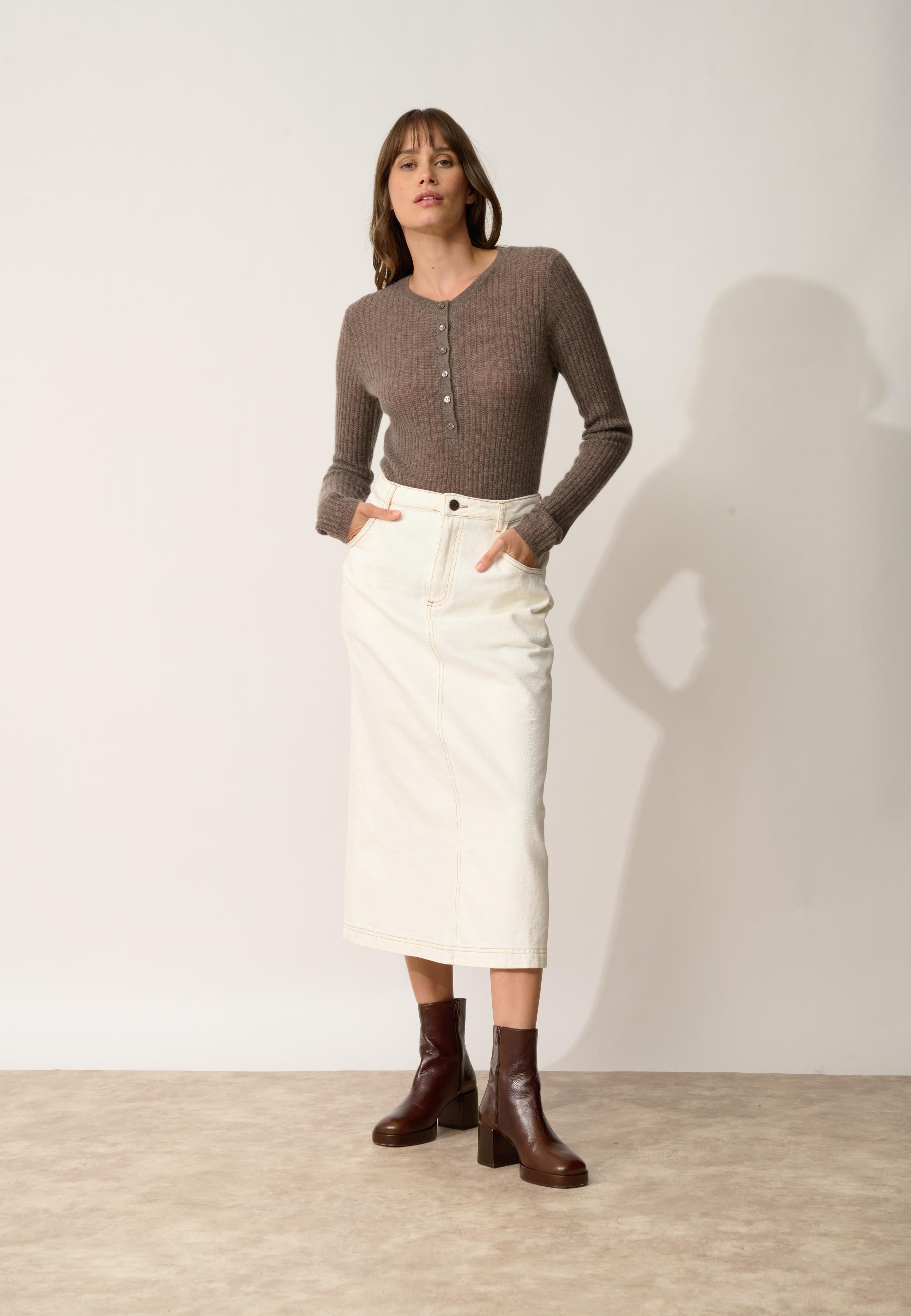 FUNI body col rond taupe chiné
