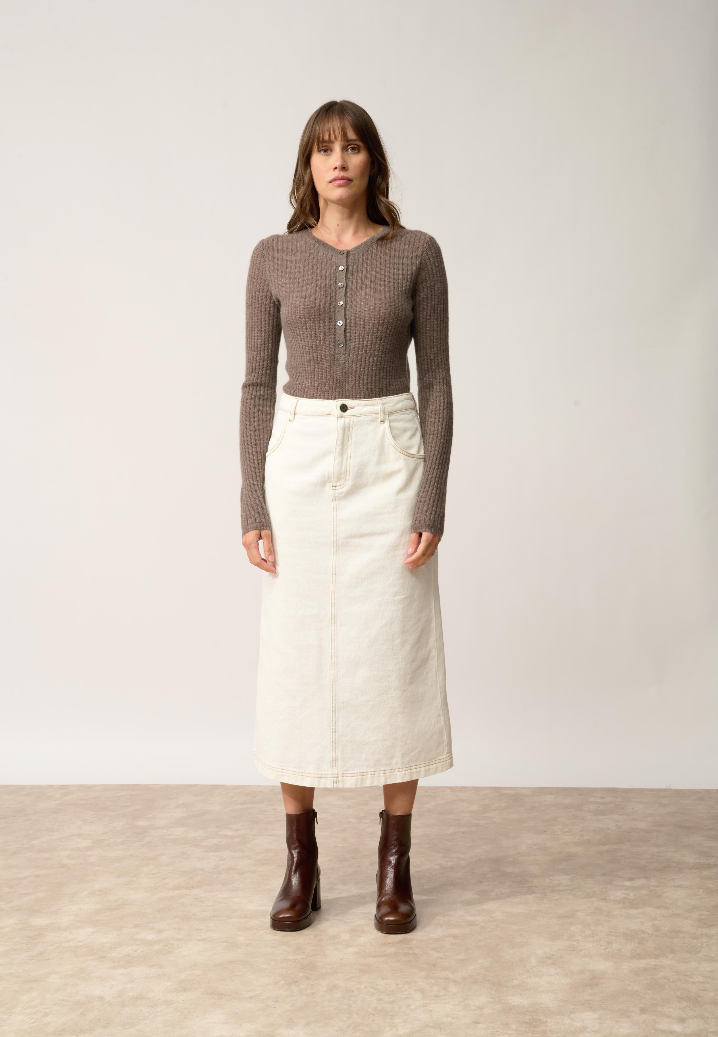 FUNI body col rond taupe chiné