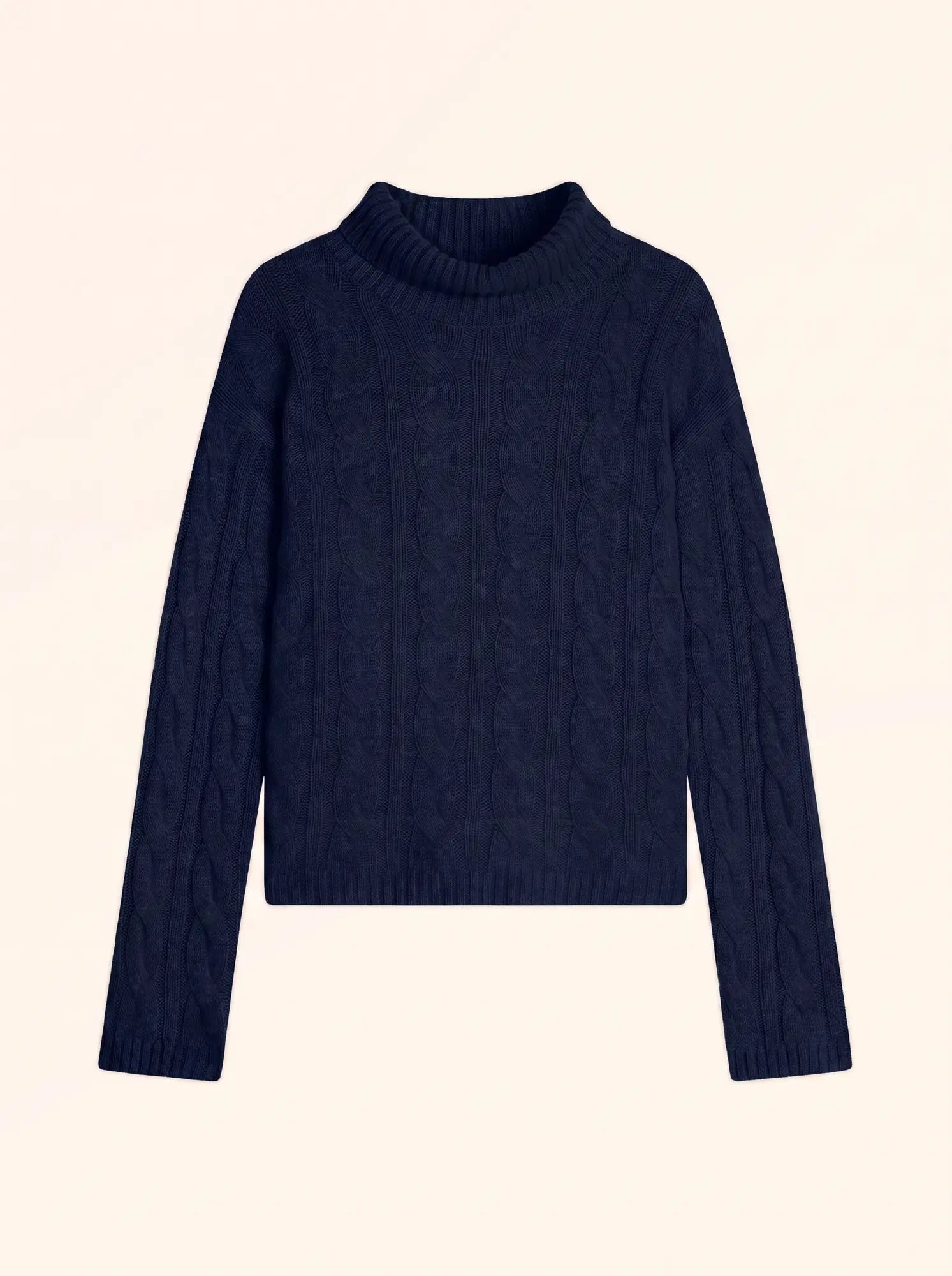 ALESSIA Pull Col Roulé 6 Fils Bleu Marine