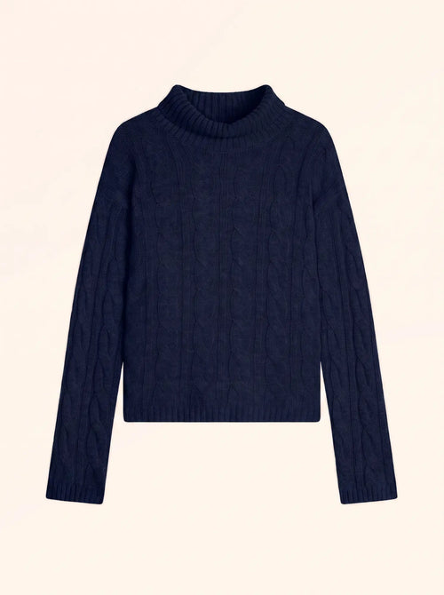 ALESSIA Maglione Dolcevita 6 Fili Blu Navy