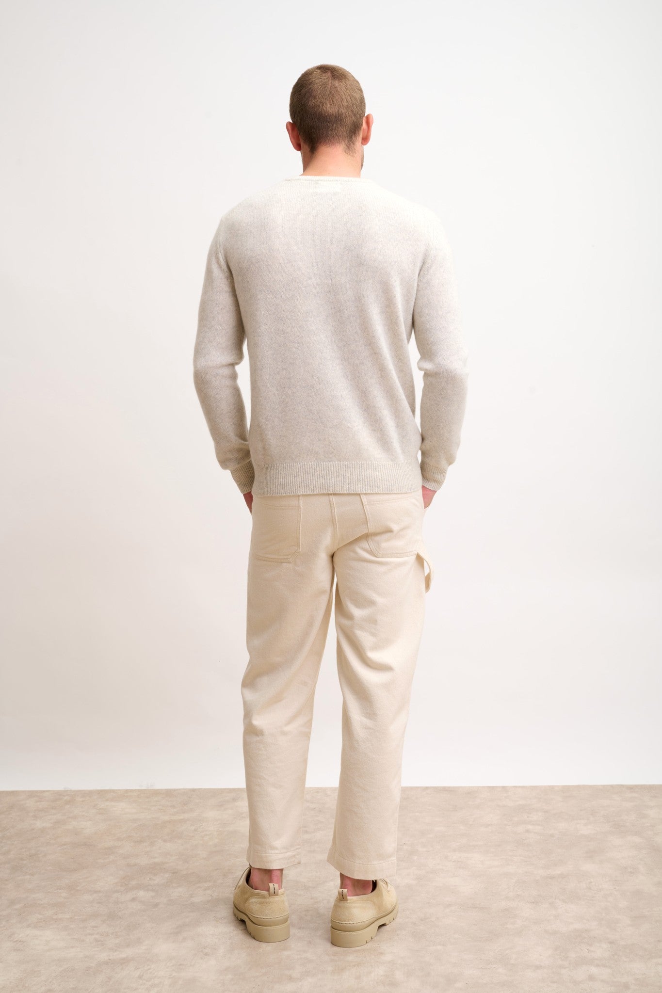 gabin pull col rond 4 fils gris perle chiné 100% cachemire