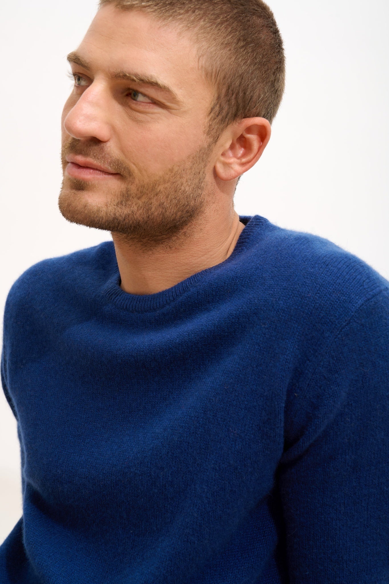 GABIN round neck sweater, 4-ply midnight blue