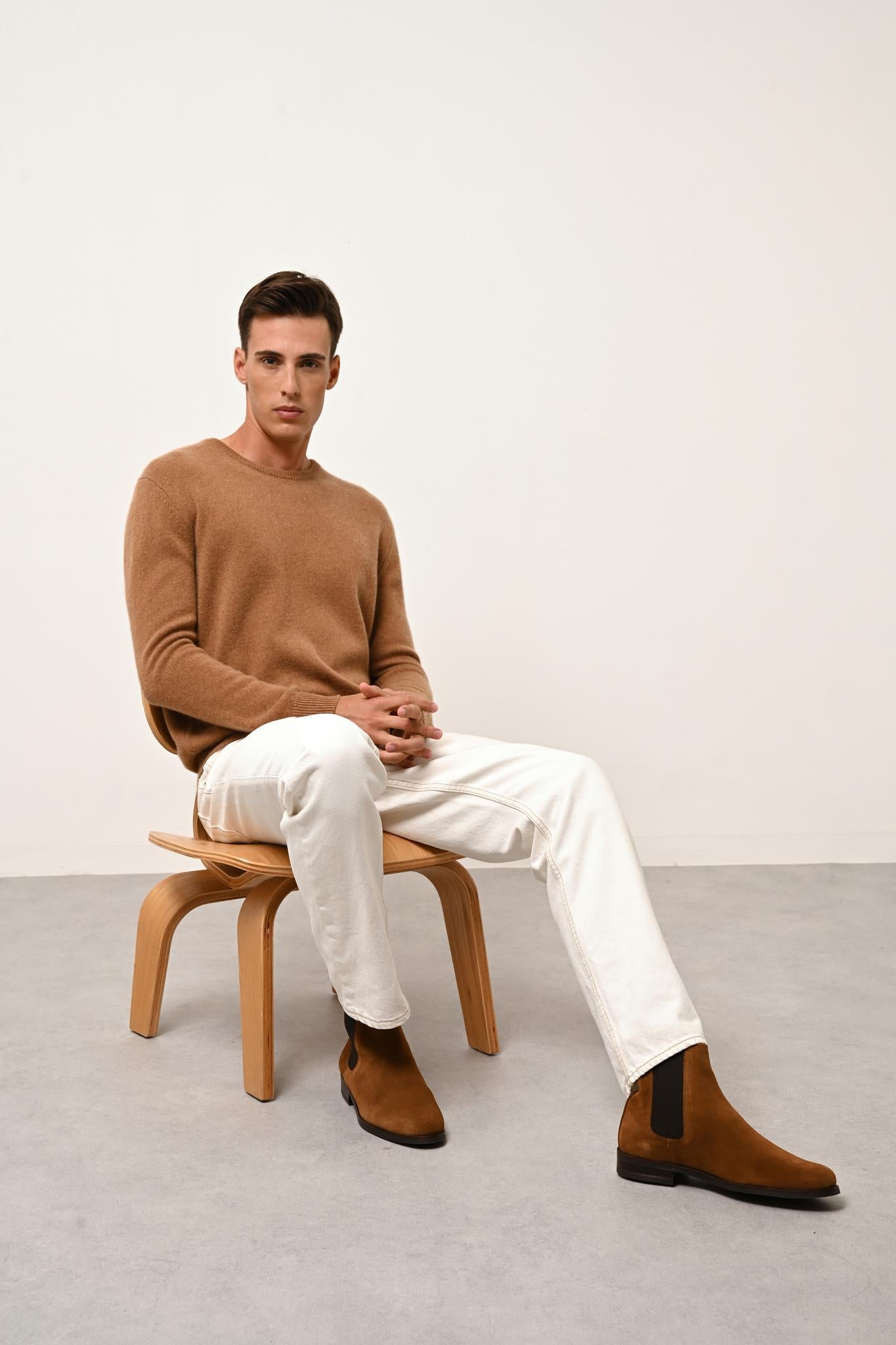GABIN pull col rond noisette
