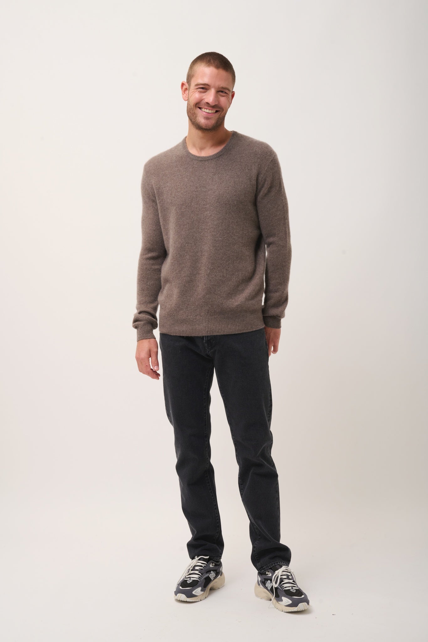 GABIN pull col rond taupe chiné