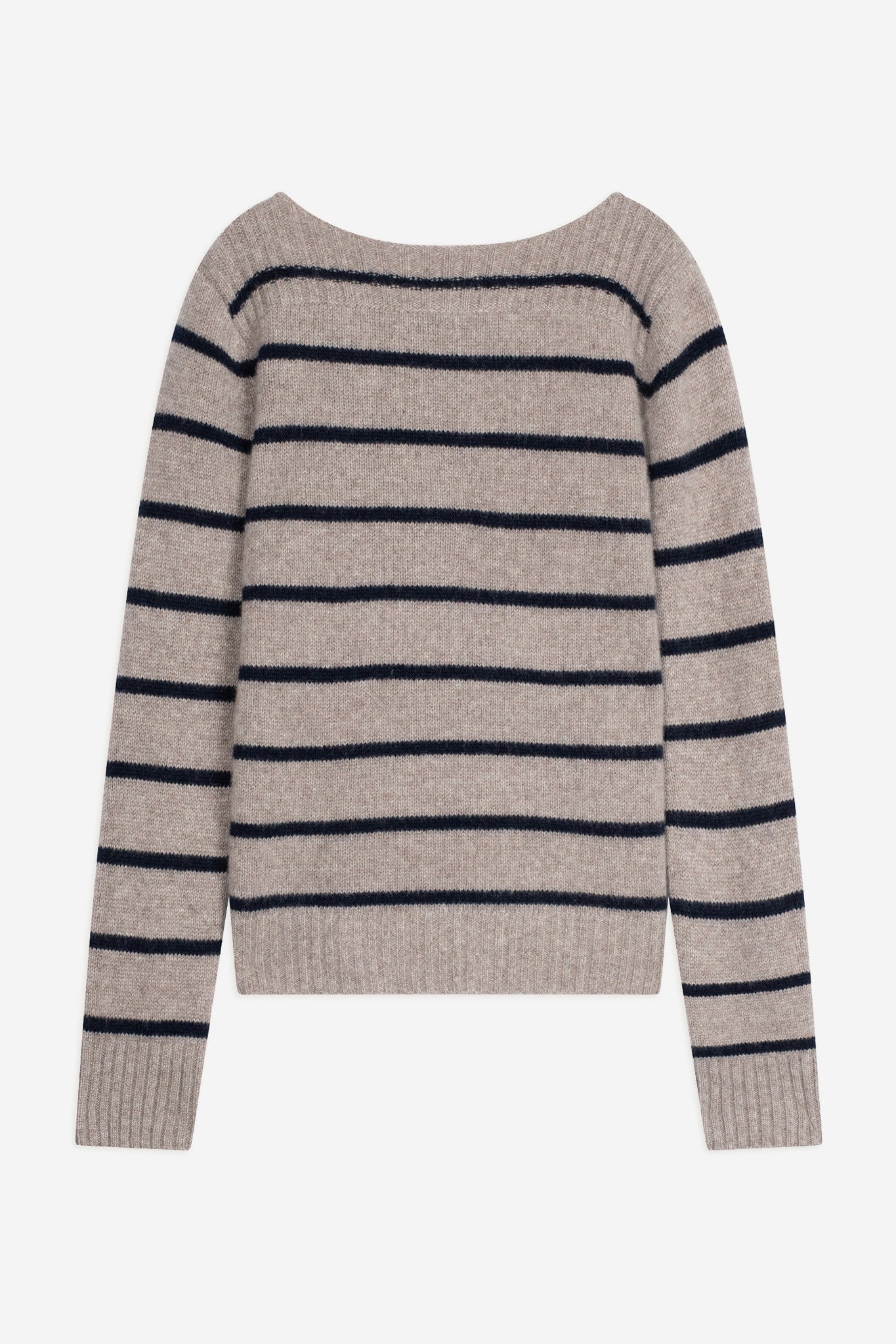 gaïa pull col bateau 4 fils bi-color navy/caribou chiné