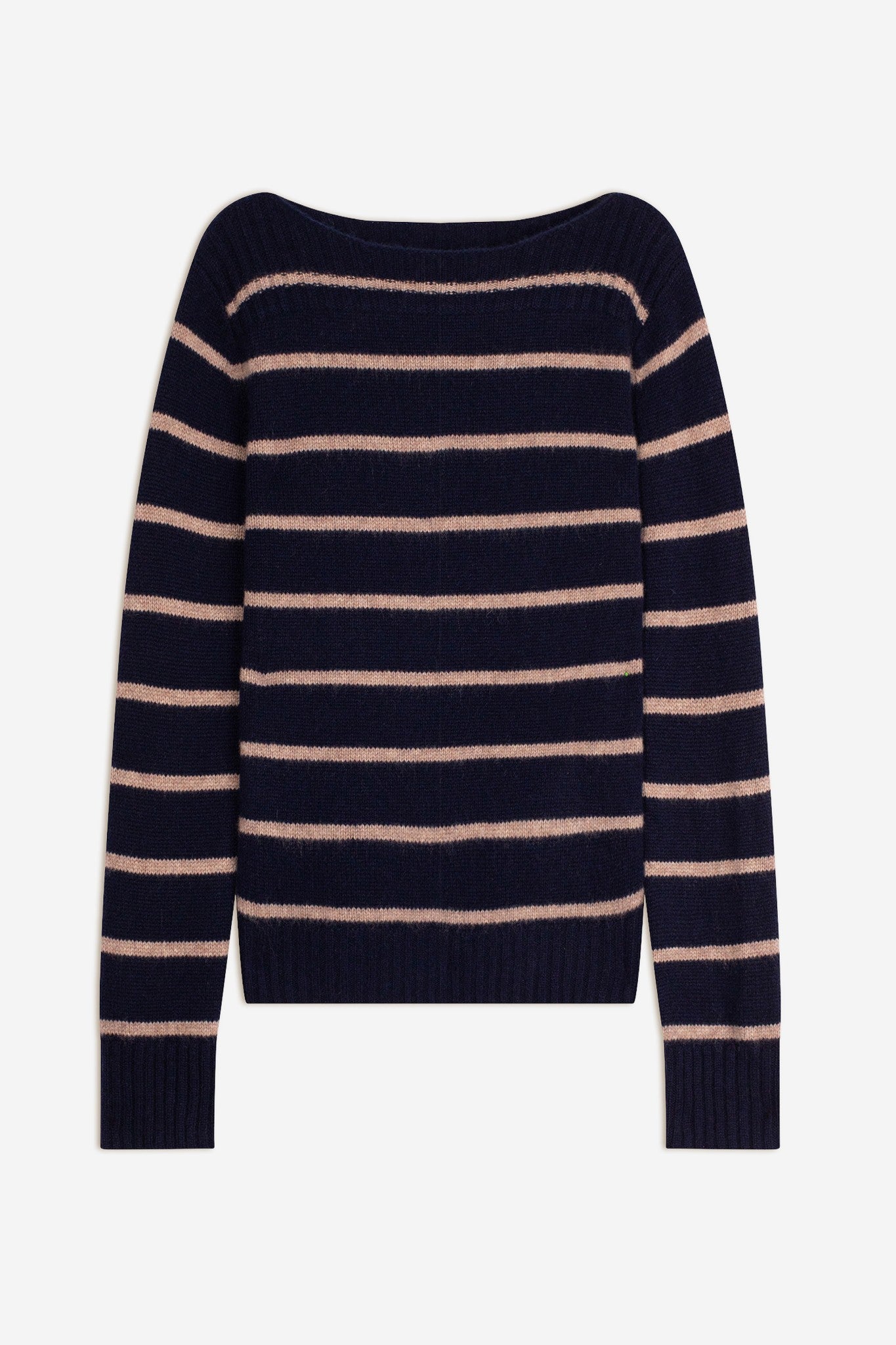 gaïa pull col bateau 4 fils bi-color navy/caribou chiné