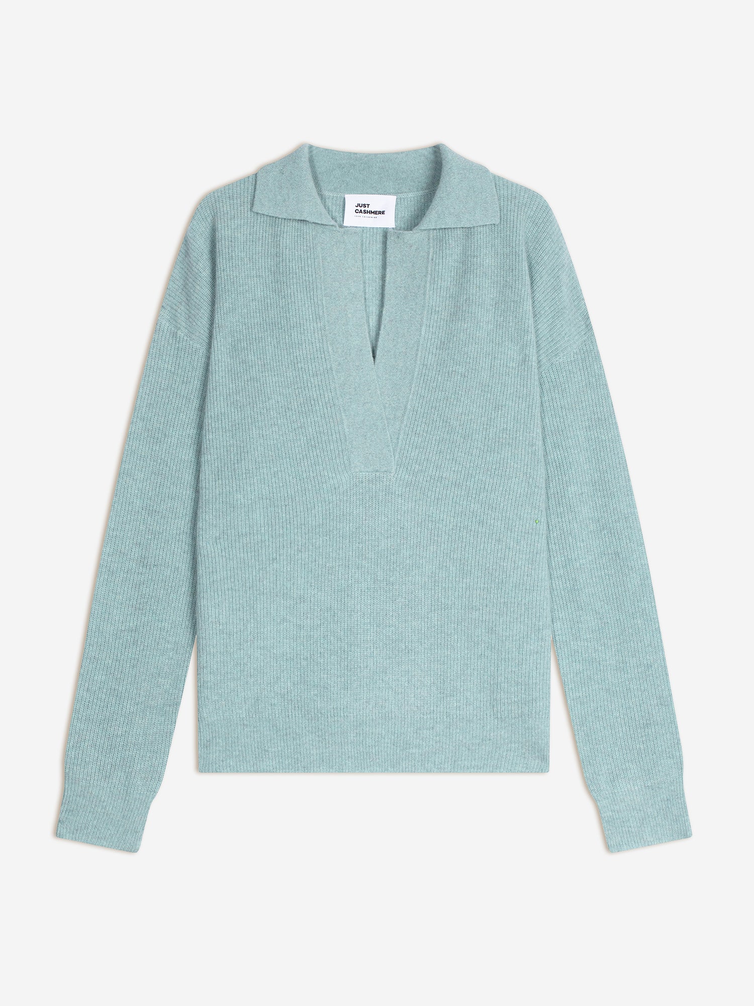 GARCIA polo shirt with V-neck in aqua heather