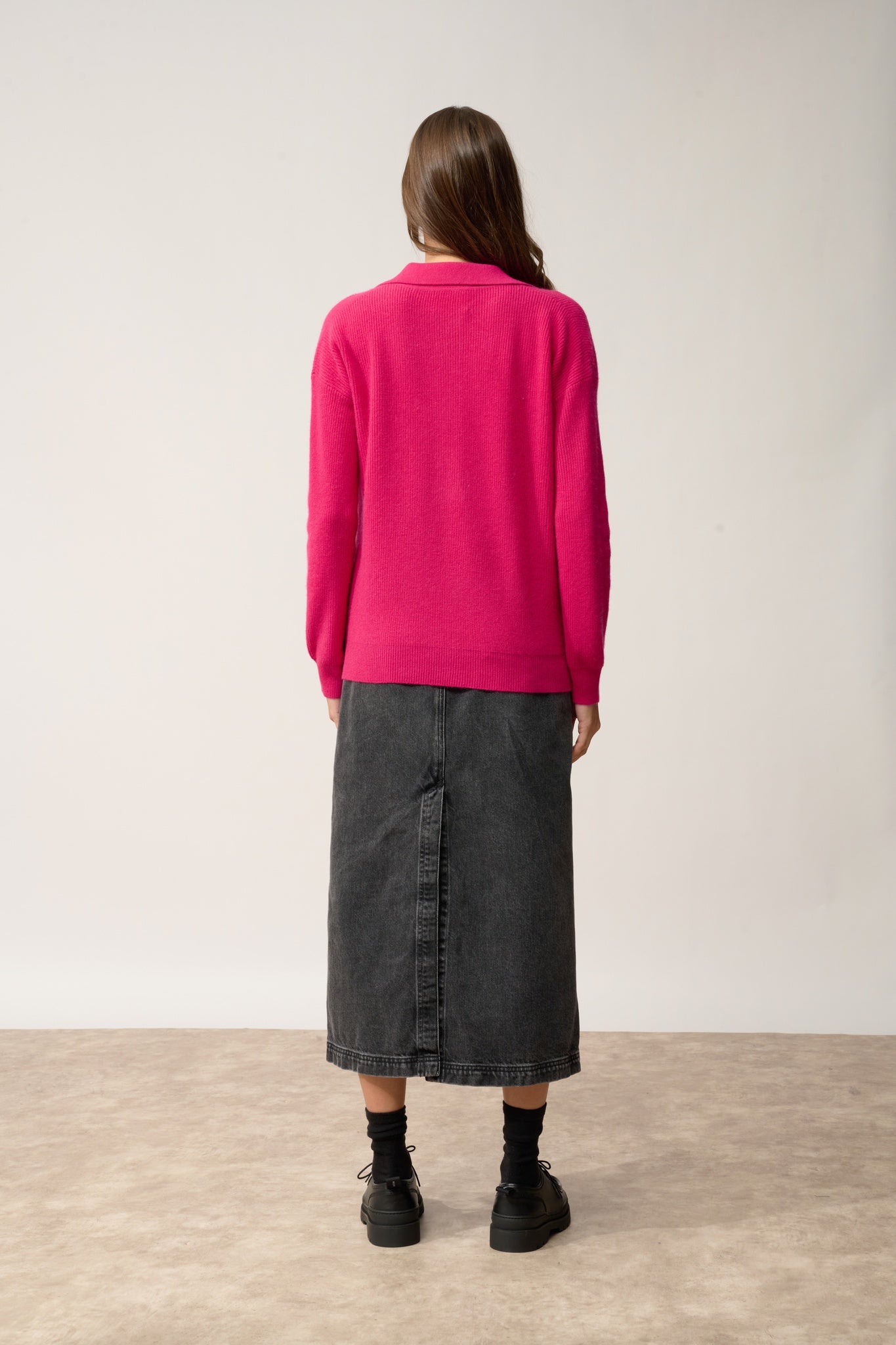 GARCIA polo col v fuchsia