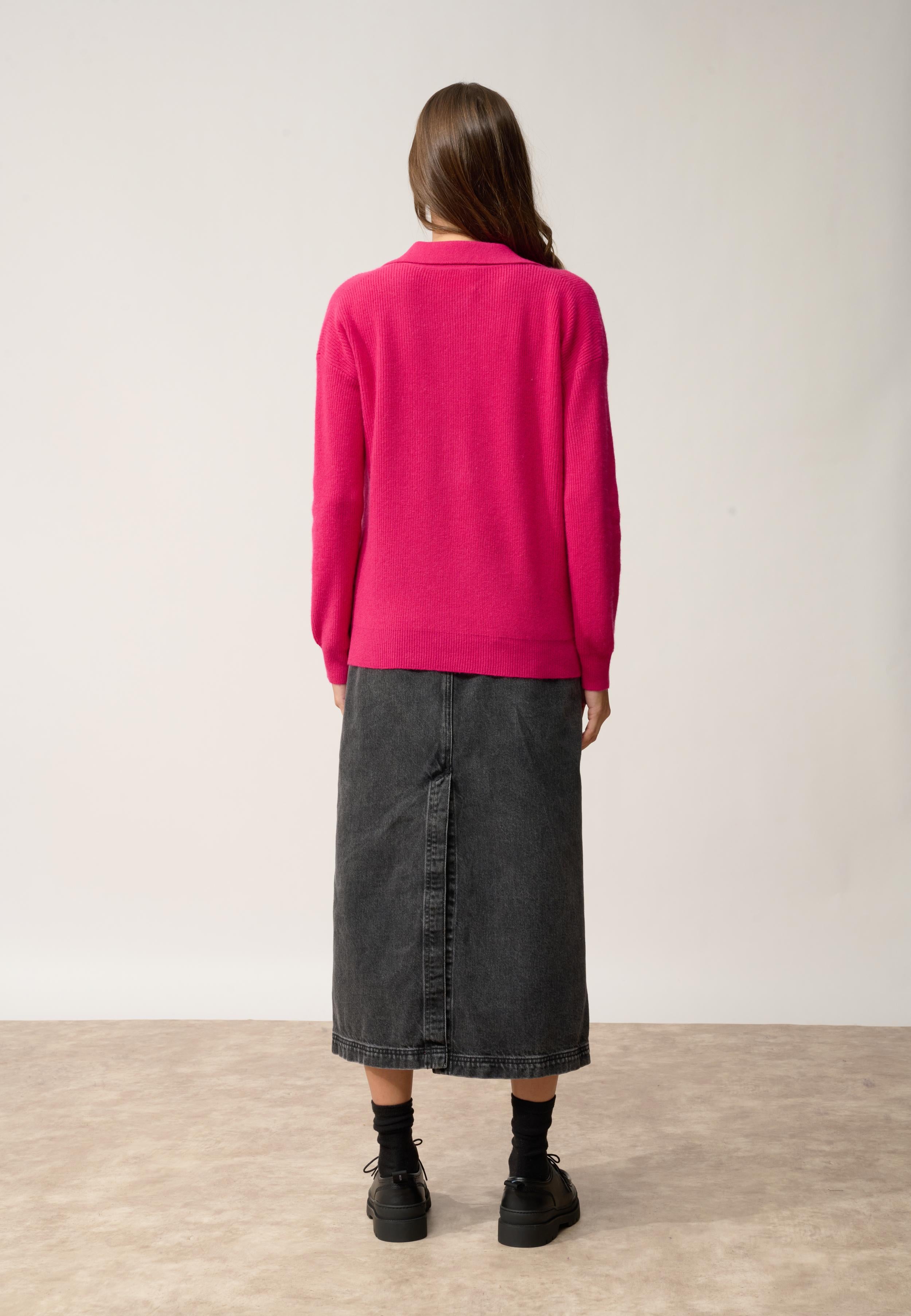 GARCIA polo col v fuchsia