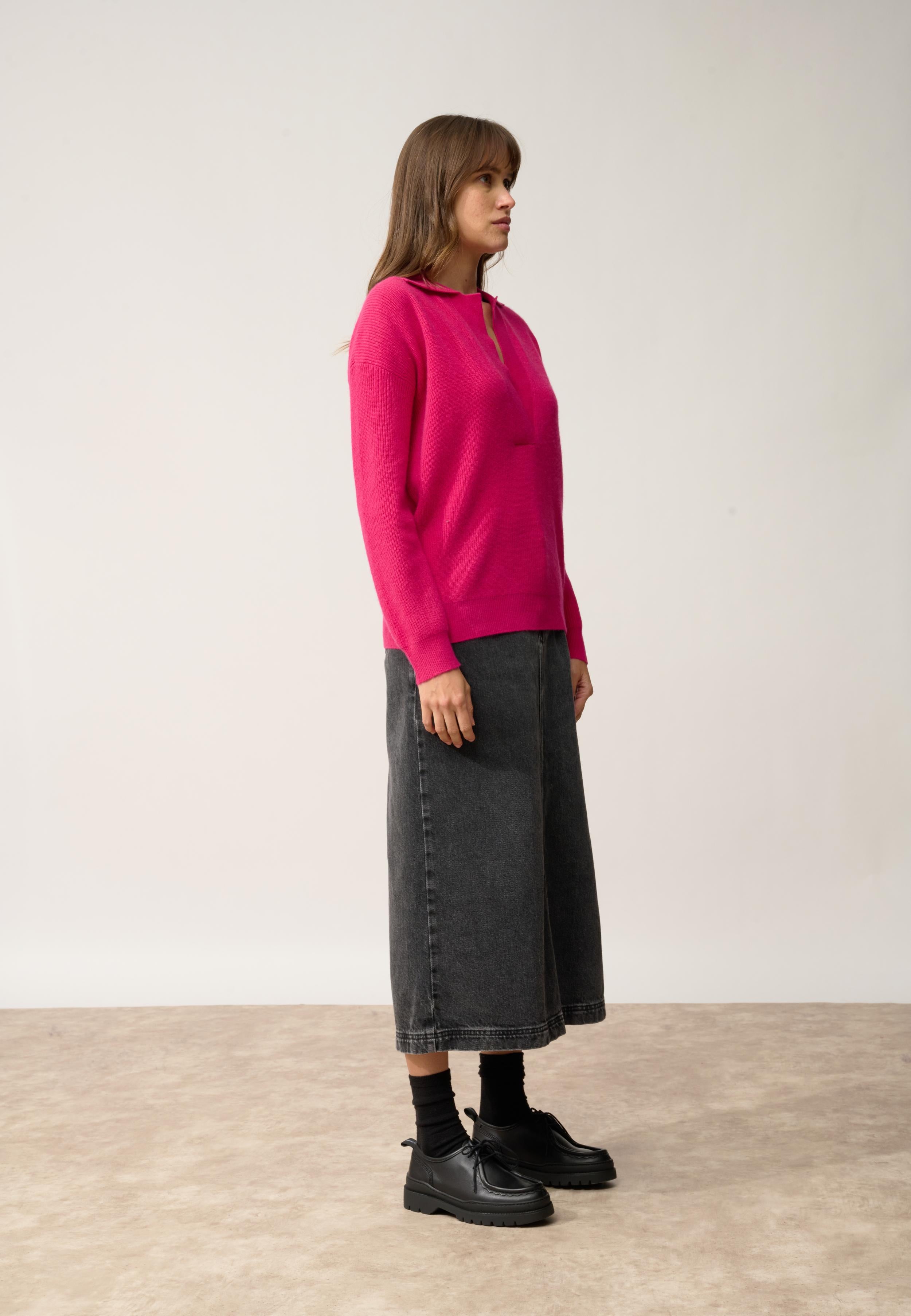 GARCIA polo col v fuchsia
