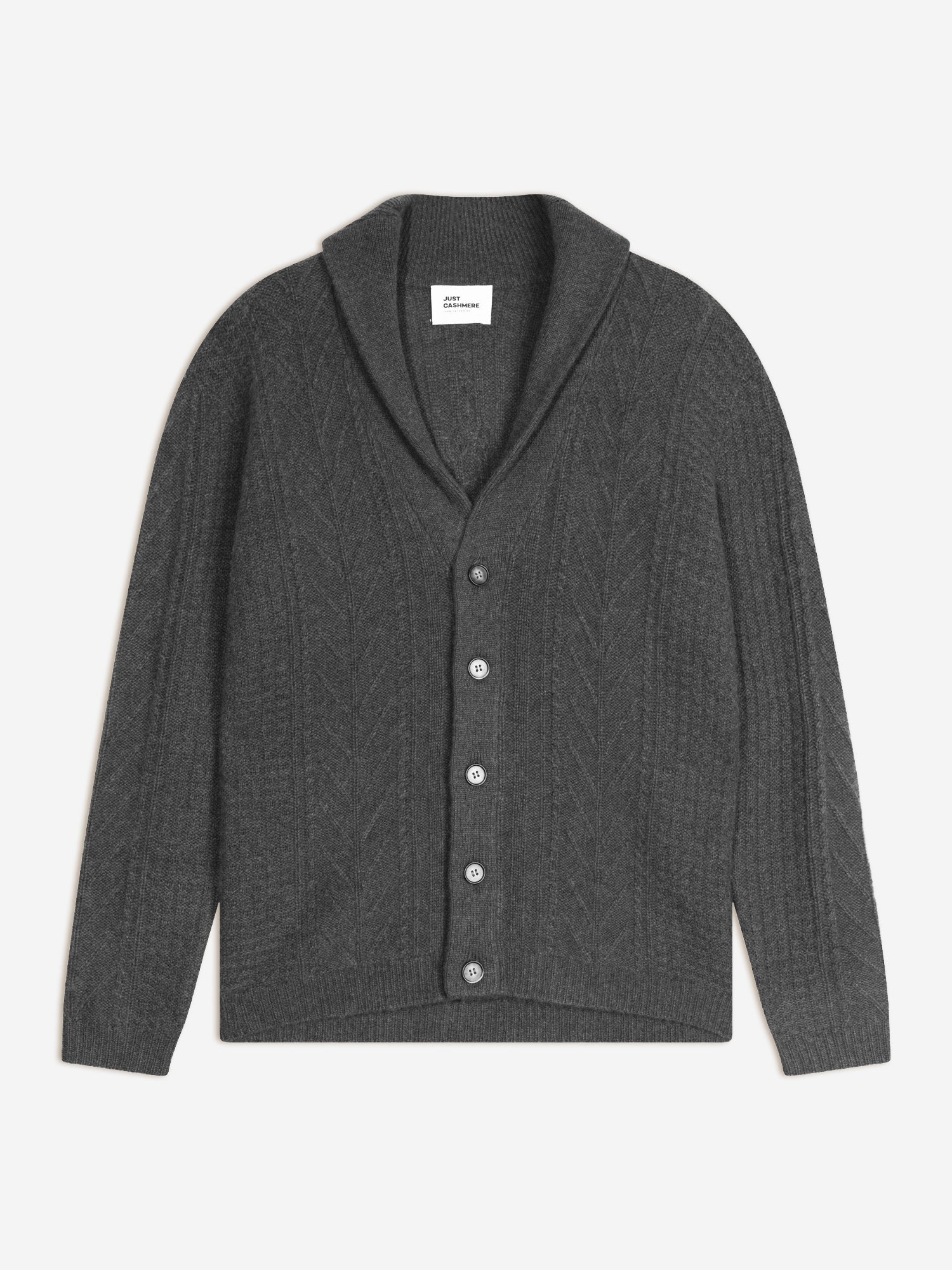 GARMA veste boutonnée col châle 6 fils anthracite chiné