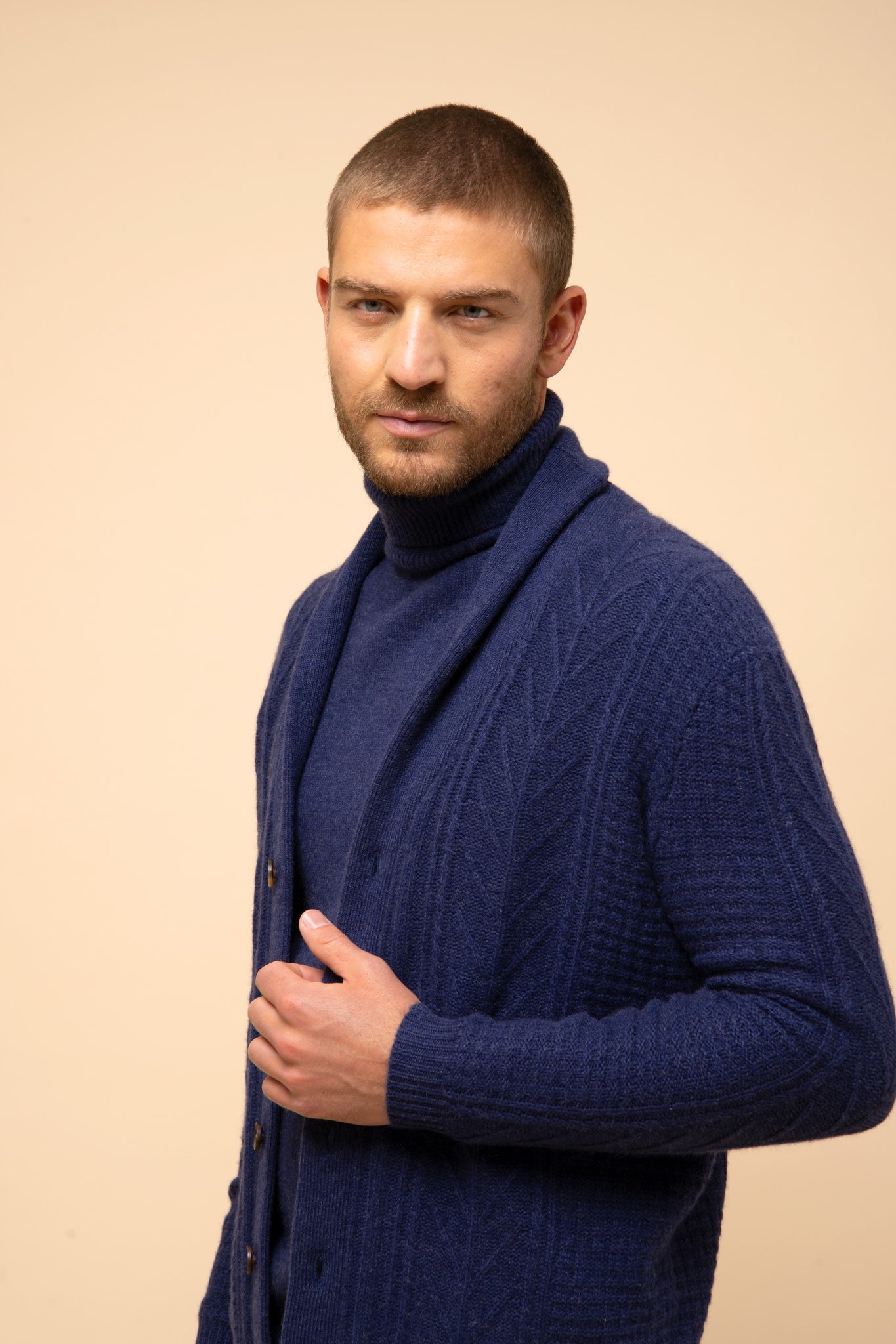 GARMA veste col châle bleu nuit