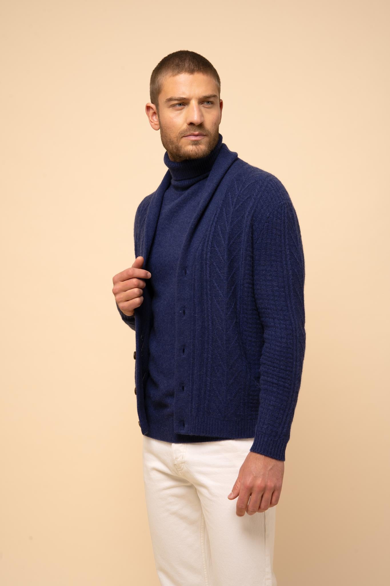 GARMA veste col châle bleu nuit