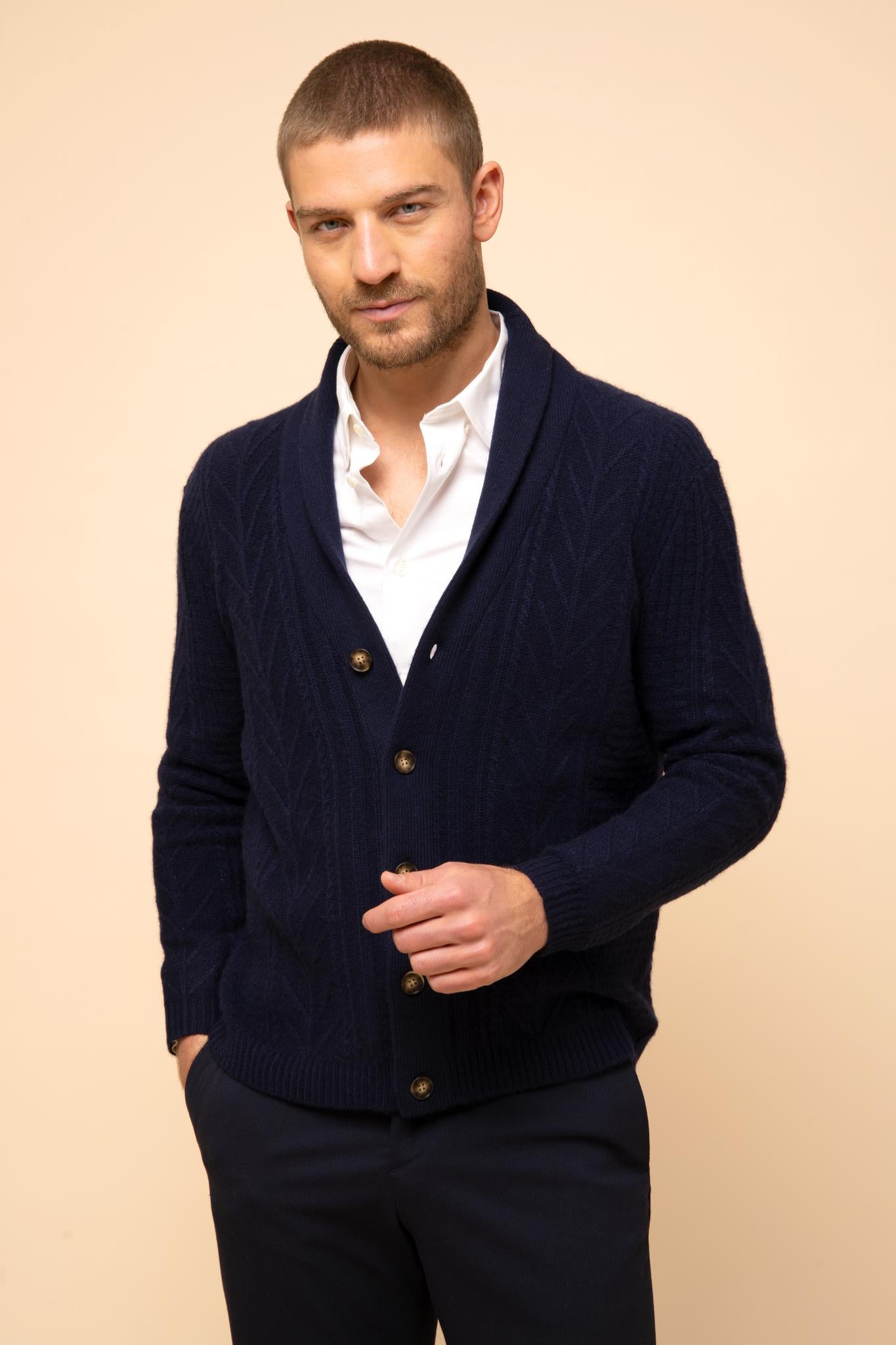 GARMA veste col châle navy