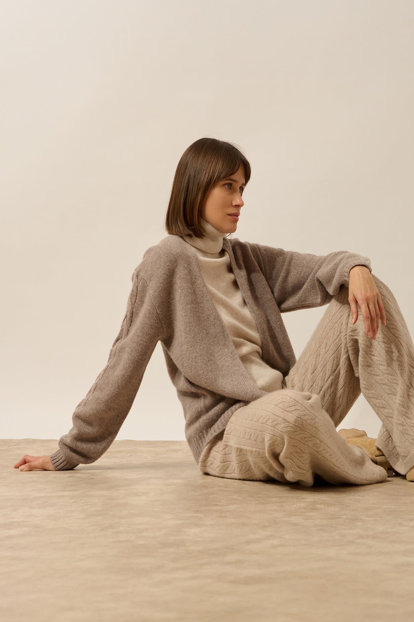 GENEVIEVE gilet col v 6 fils caribou chiné