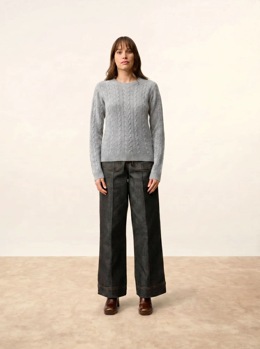 OLIVIA Pull Col Rond 8 Fils Nuage Chiné