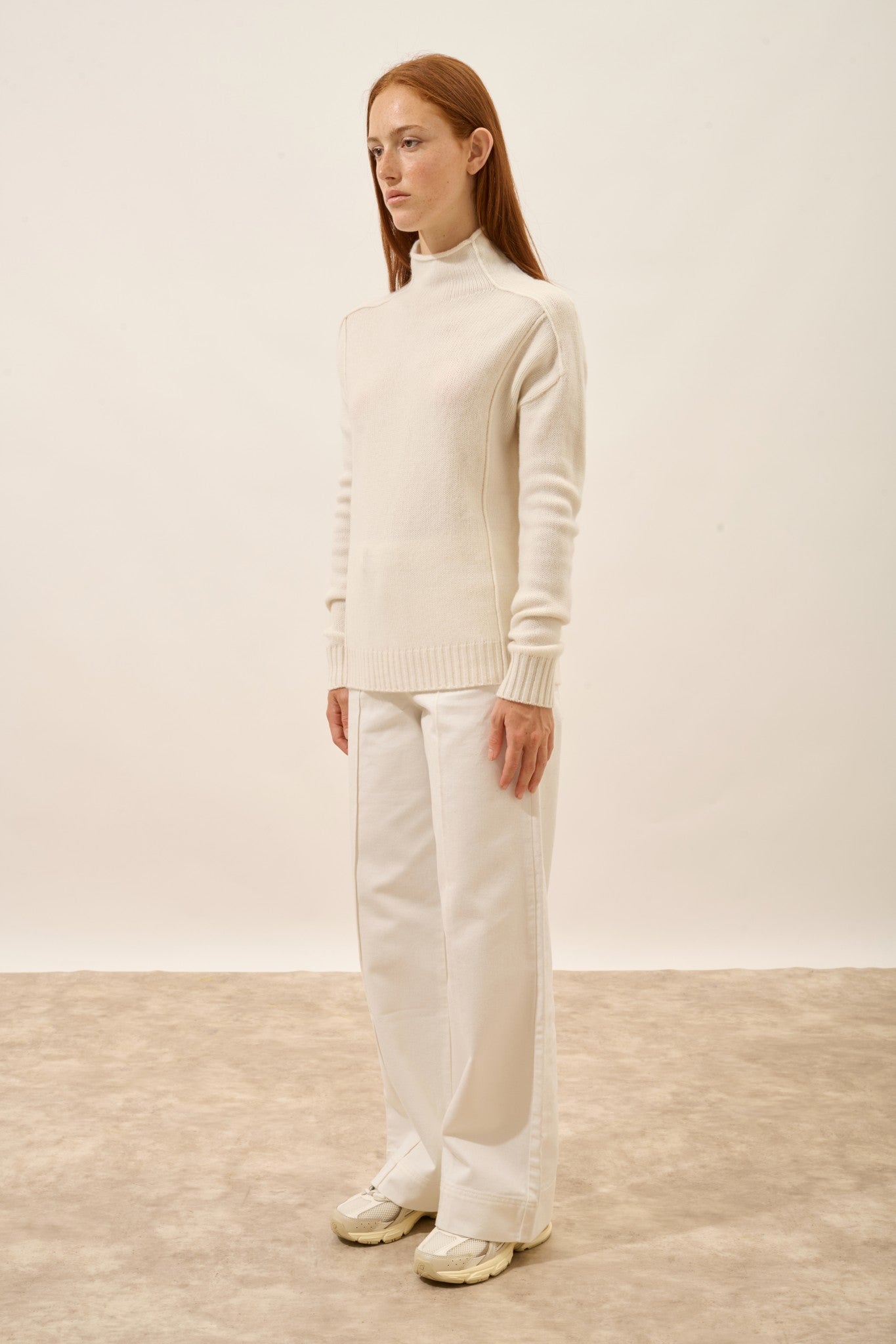 glaciela pull col montant 4 fils ivoire 100% cachemire