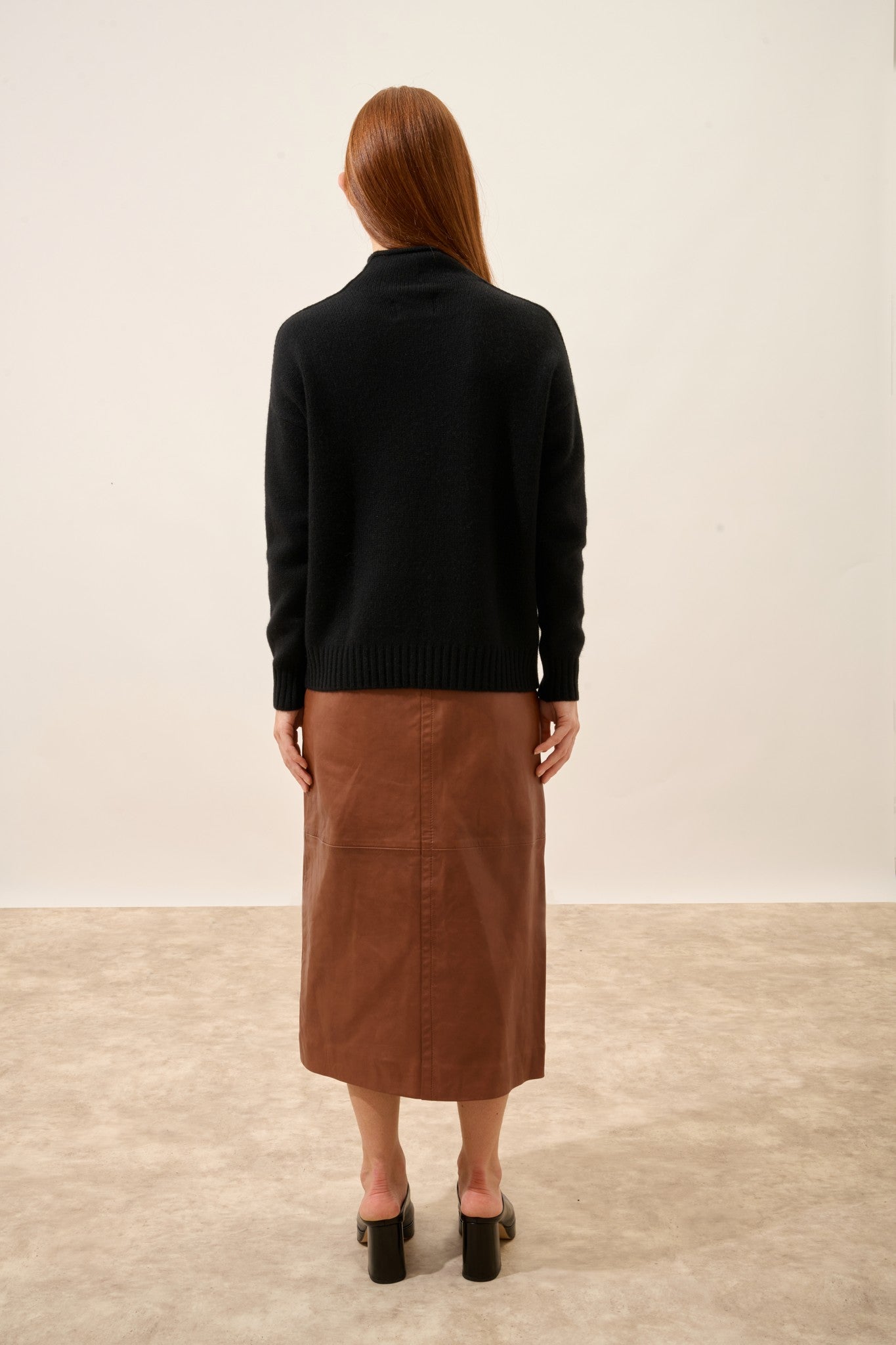 glaciela pull col montant 4 fils noir 100% cachemire