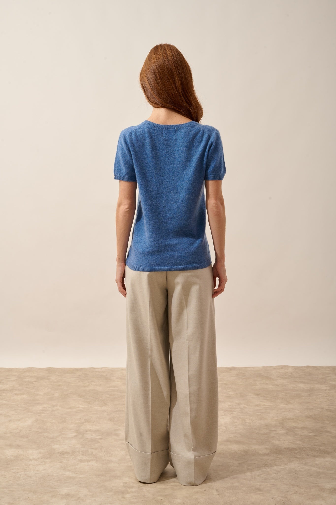 GLAMIS t-shirt col v bleu denim