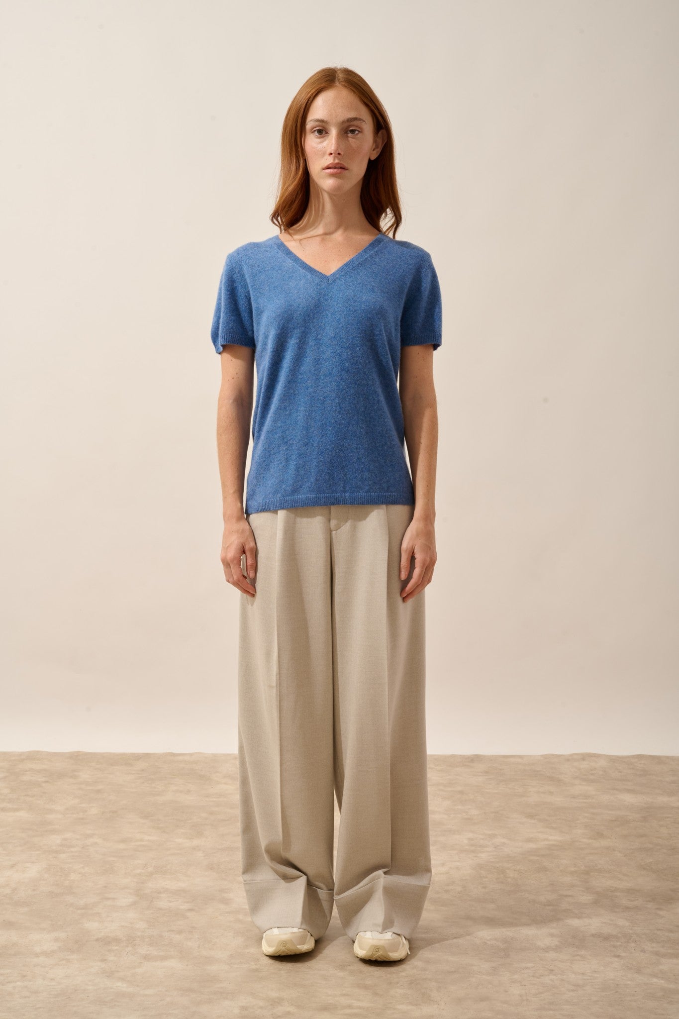 glamis t-shirt col v bleu denim