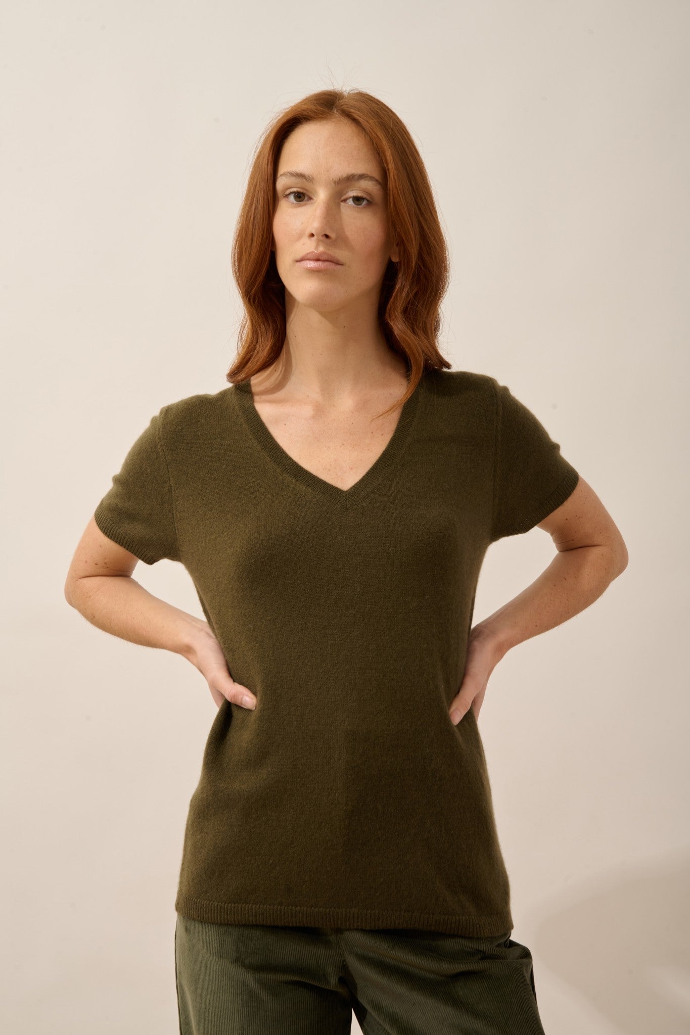 glamis t-shirt col v chatain