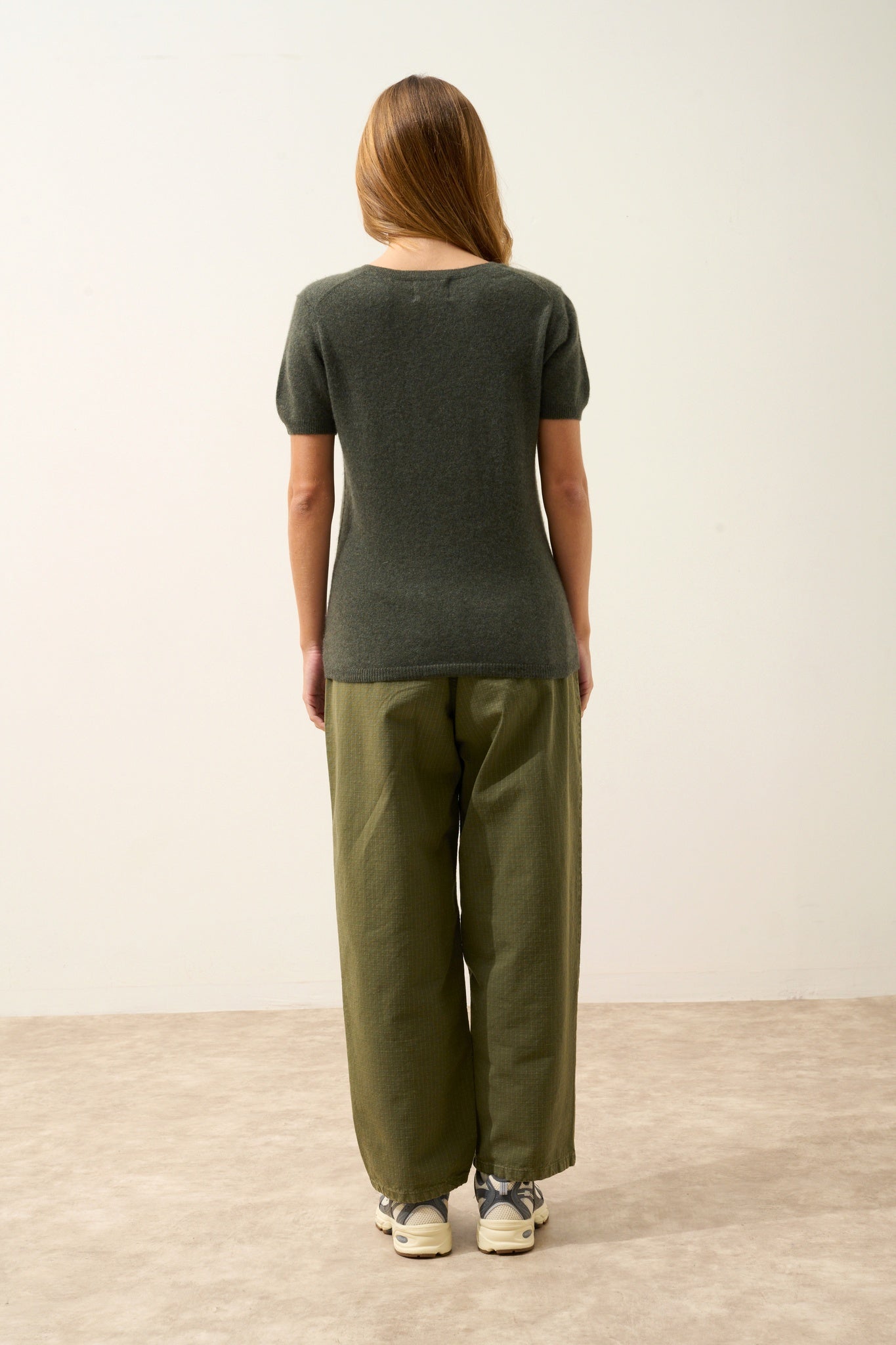 GLAMIS t-shirt col v kaki chiné