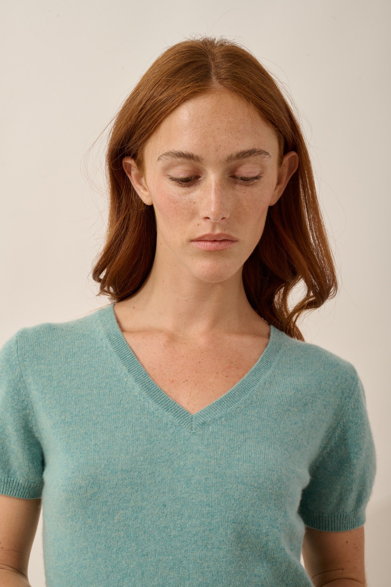 glamis t-shirt col v vert chiné