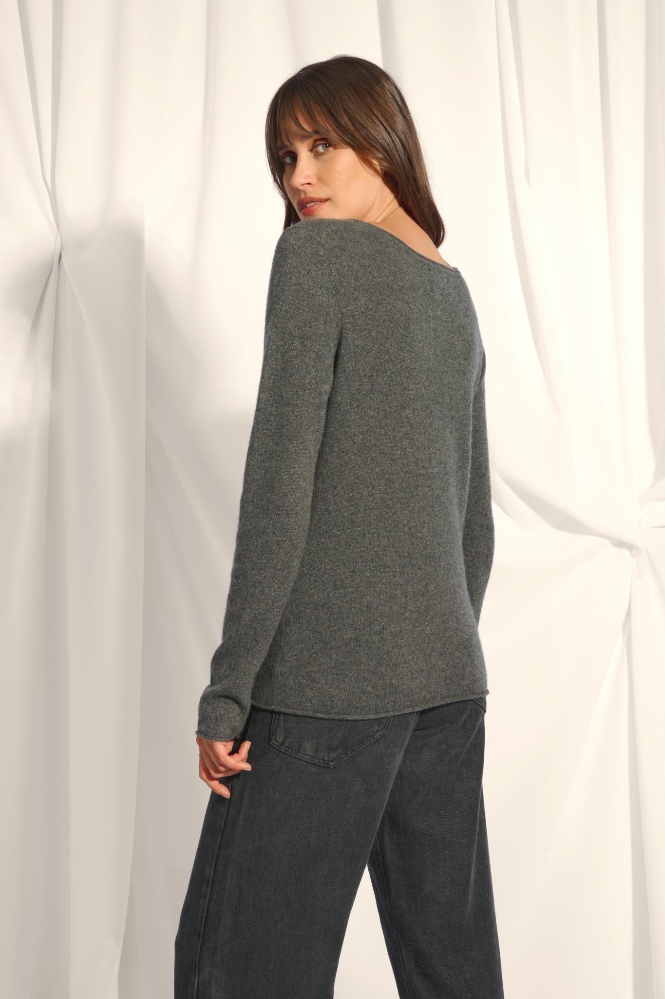 GRACE pull col bateau anthracite chiné