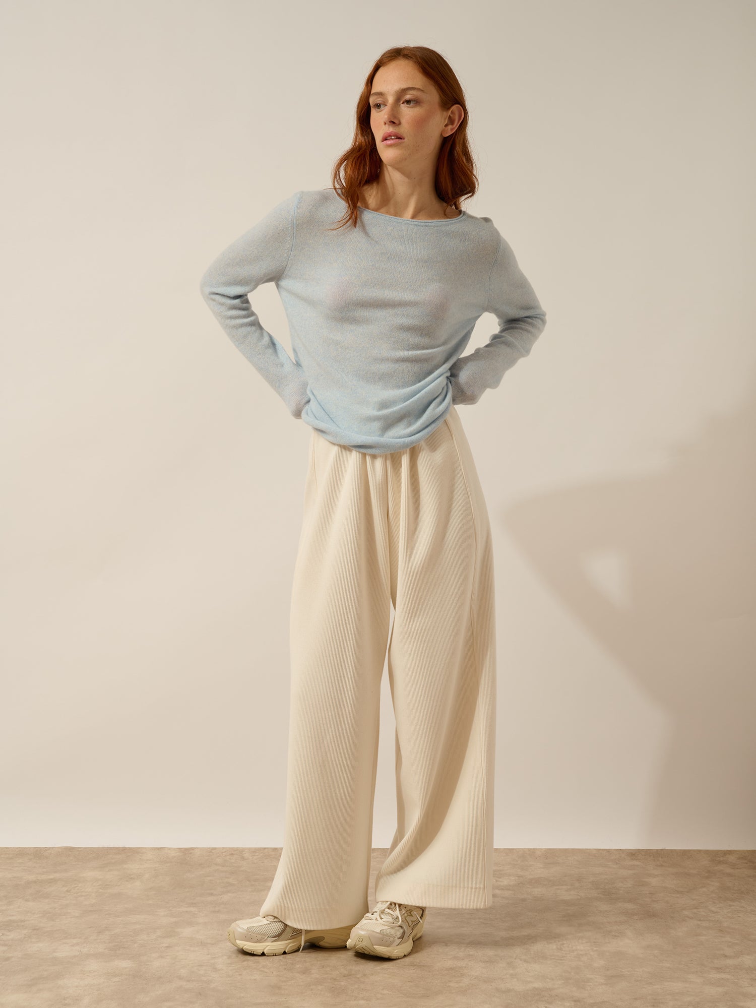 GRACE pull col bateau bleu clair chiné