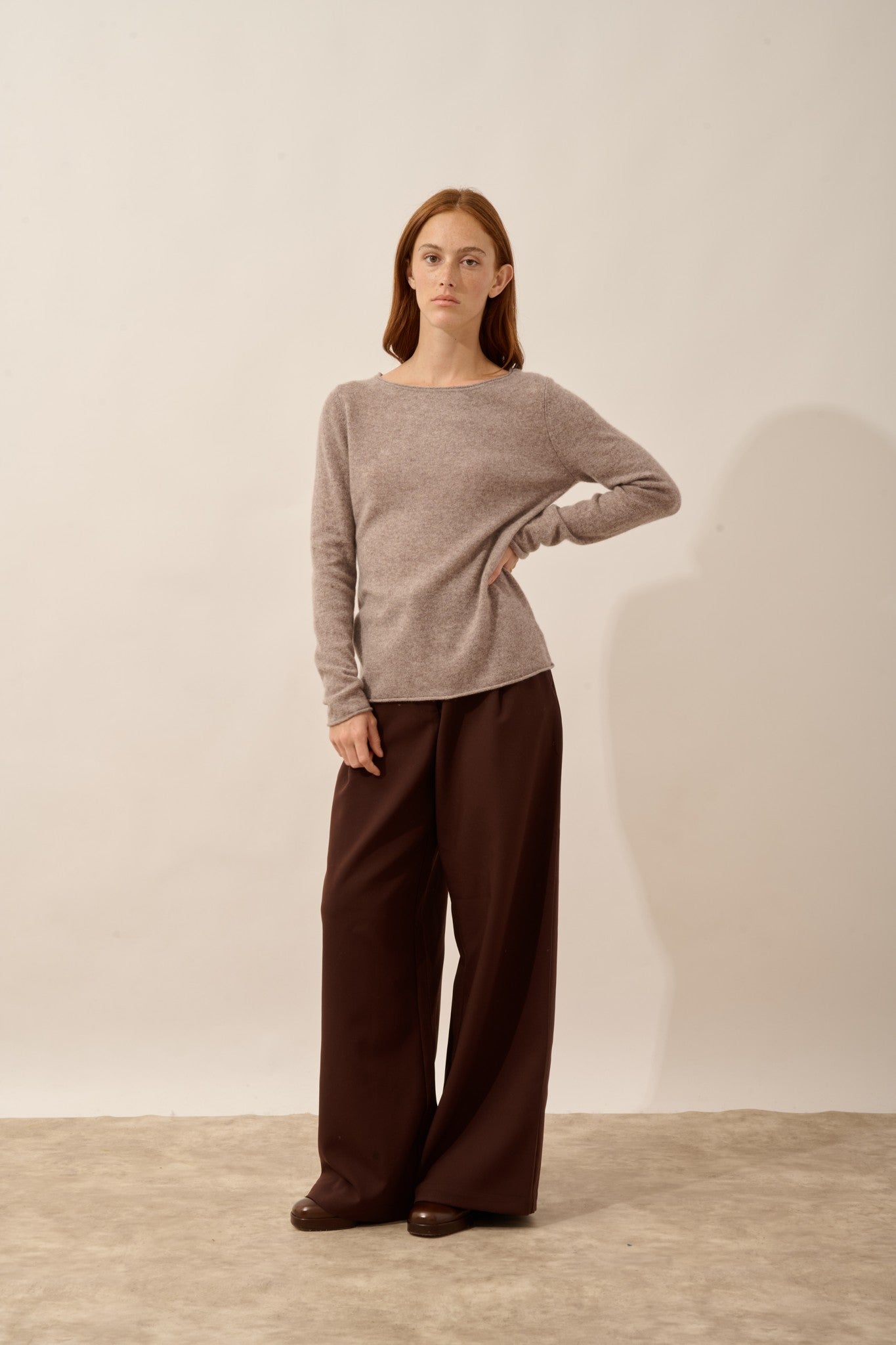 grace pull col bateau caribou chiné 100% cachemire