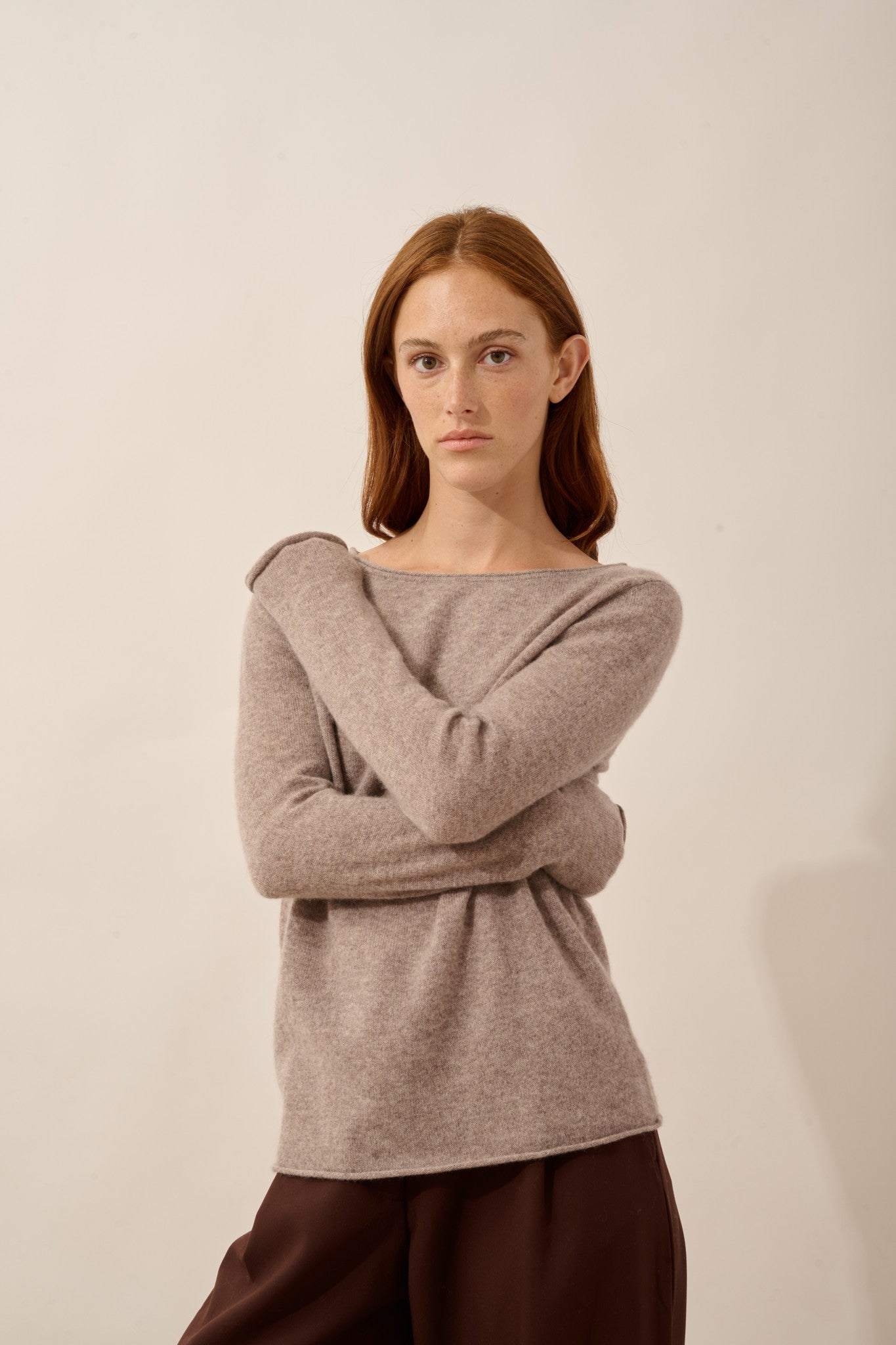 grace pull col bateau caribou chiné 100% cachemire