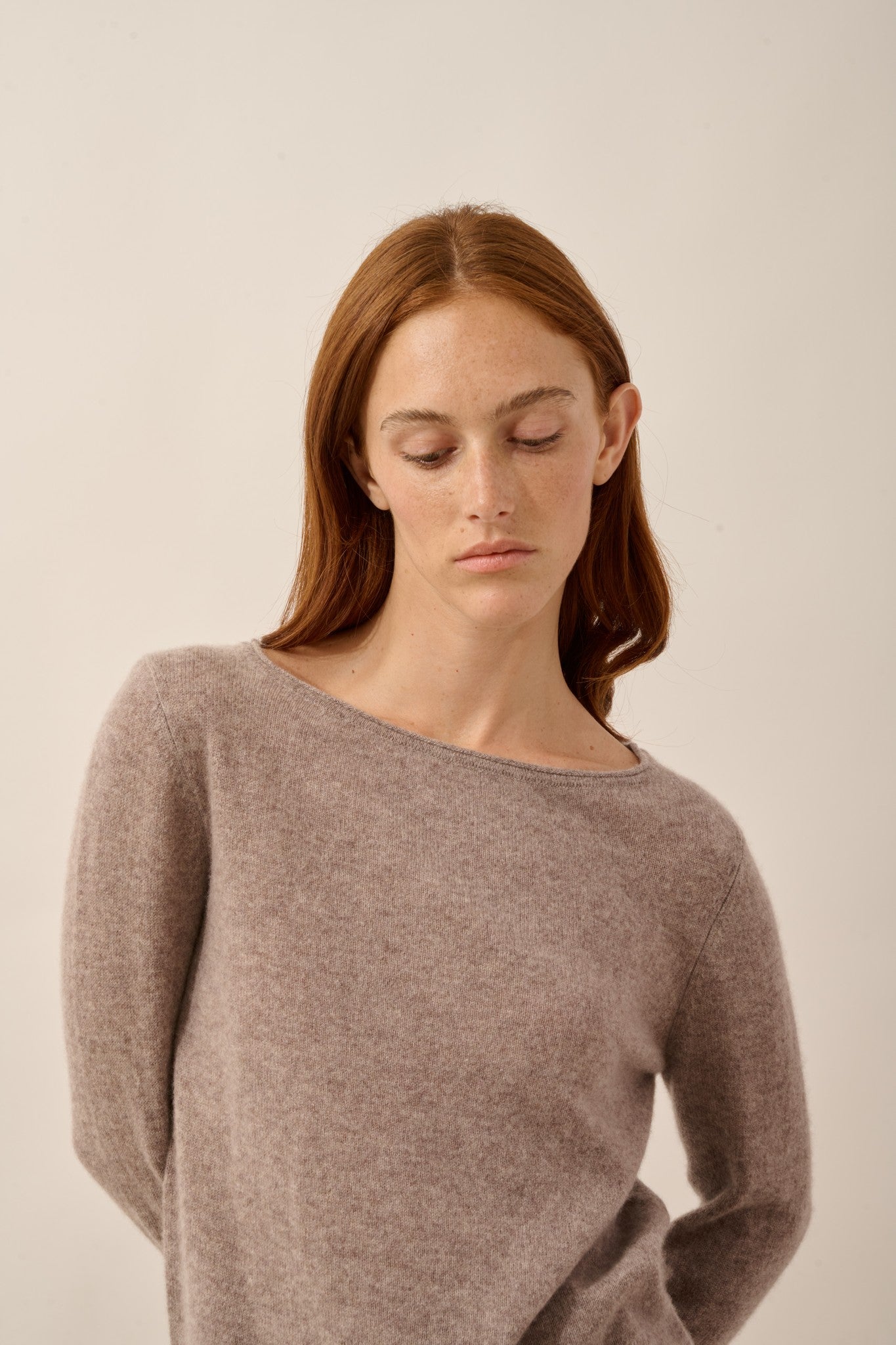 grace pull col bateau caribou chiné 100% cachemire