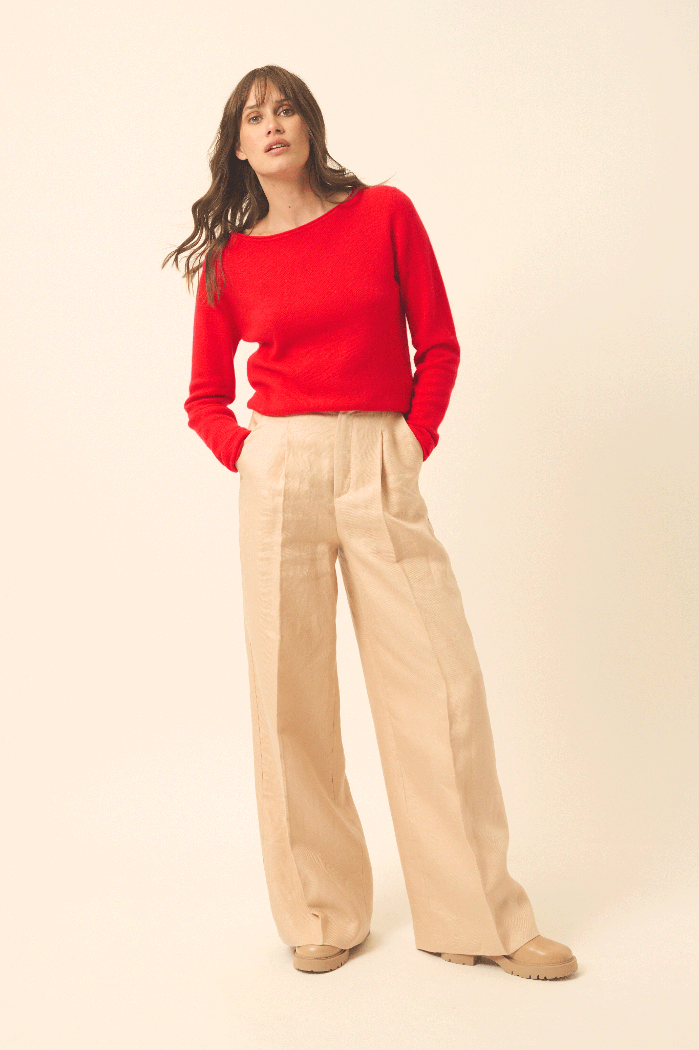 GRACE pull col bateau carmin