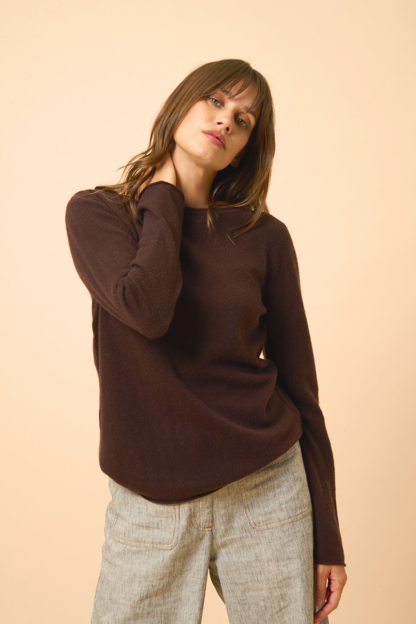 GRACE pull col bateau choco