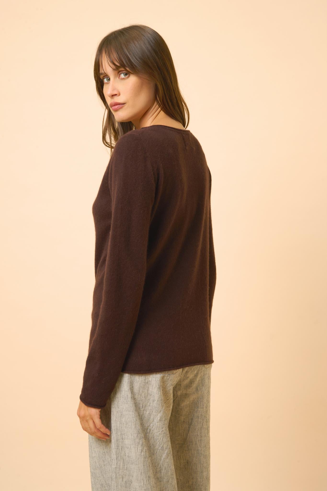 GRACE pull col bateau choco