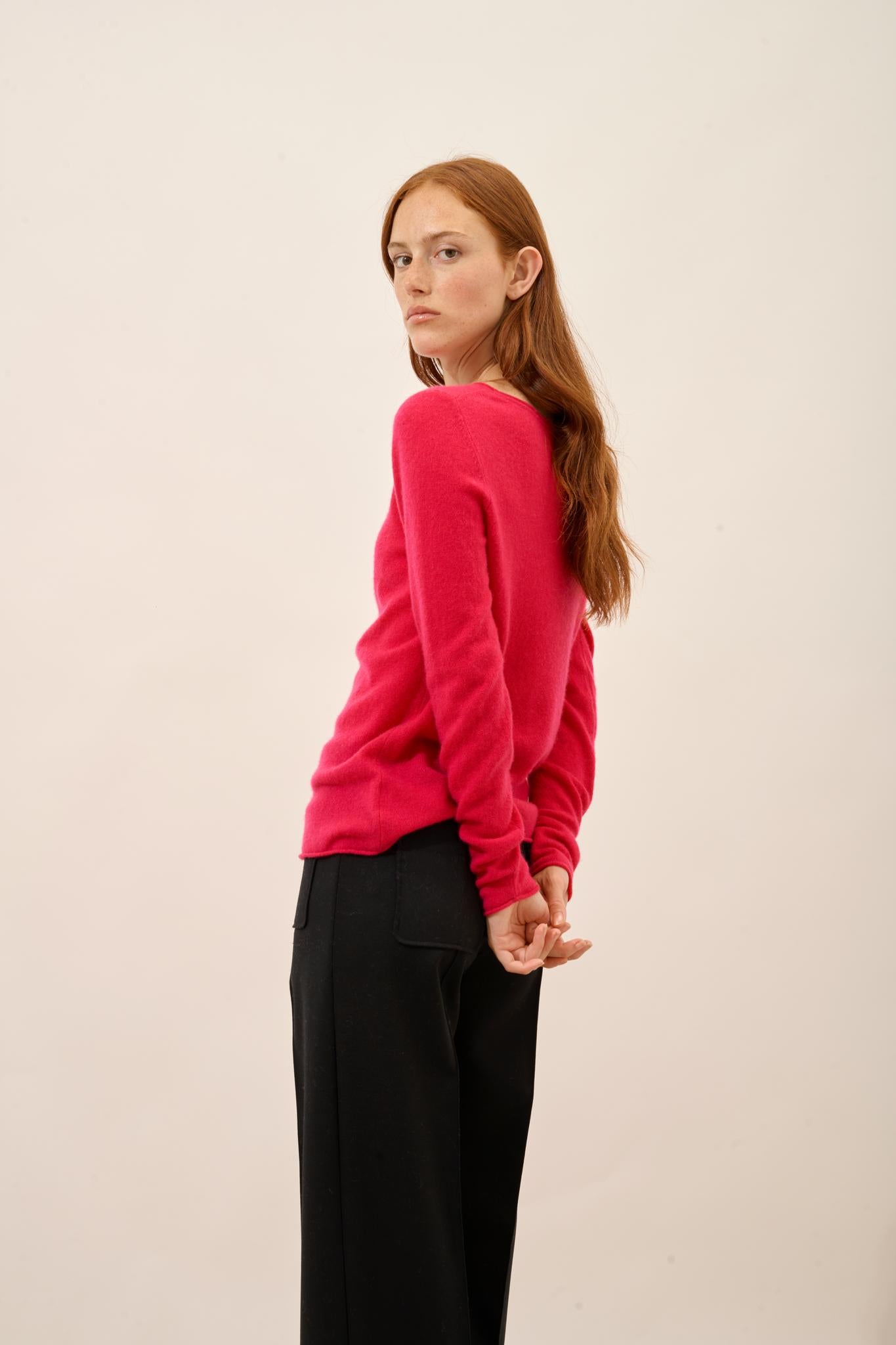 GRACE pull col bateau fuchsia