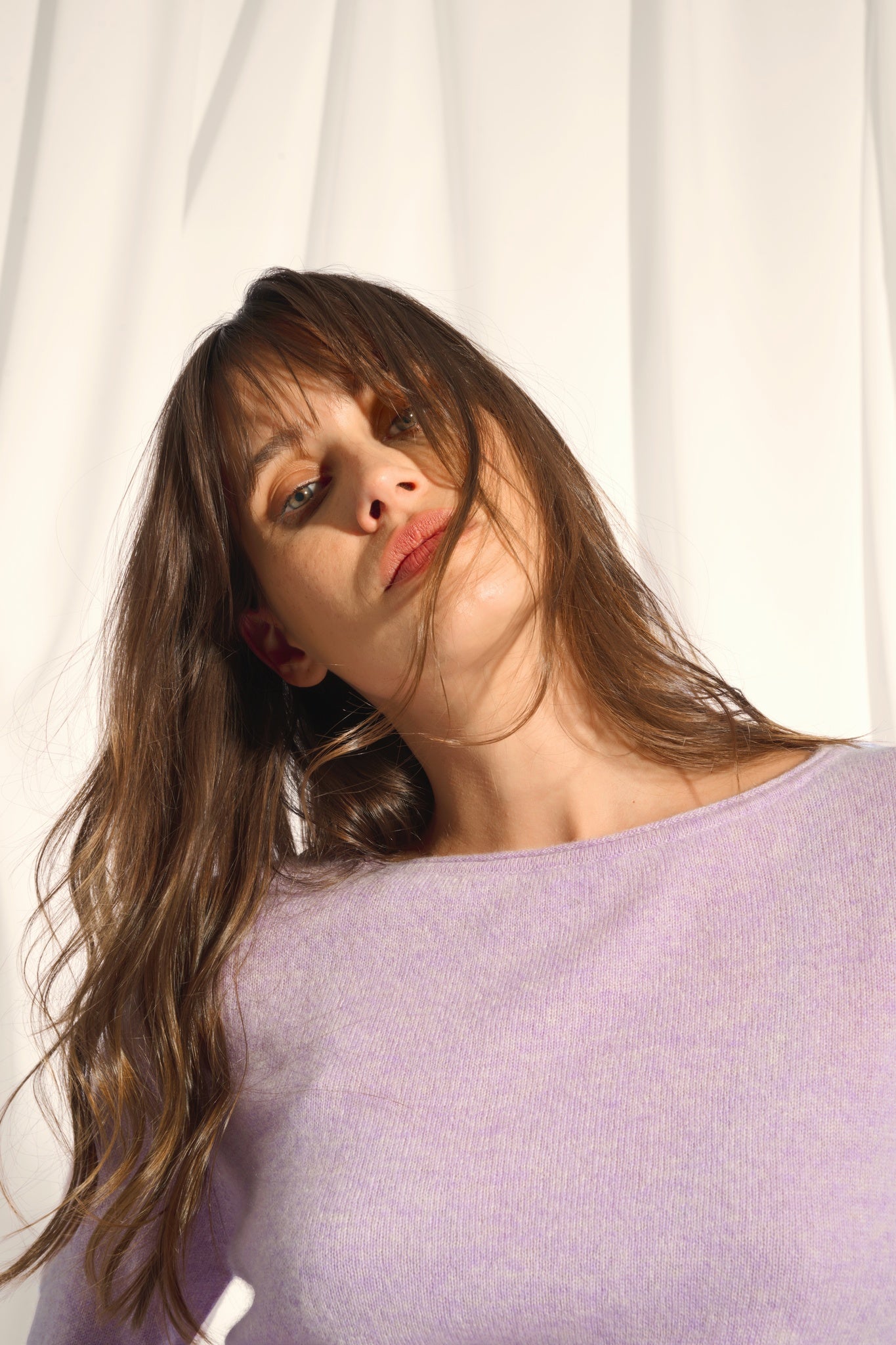 GRACE pull col bateau mauve chiné