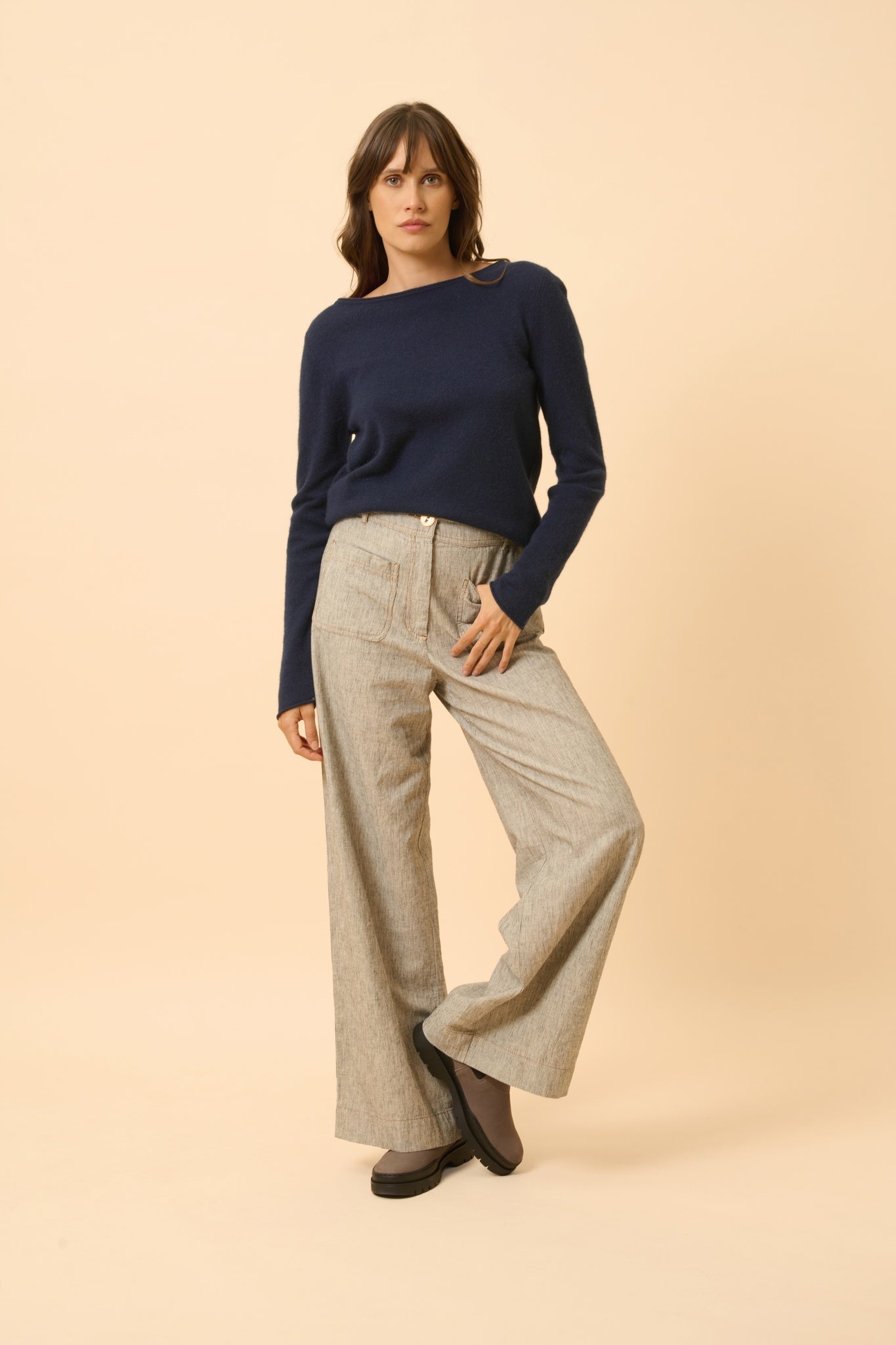 GRACE pull col bateau navy