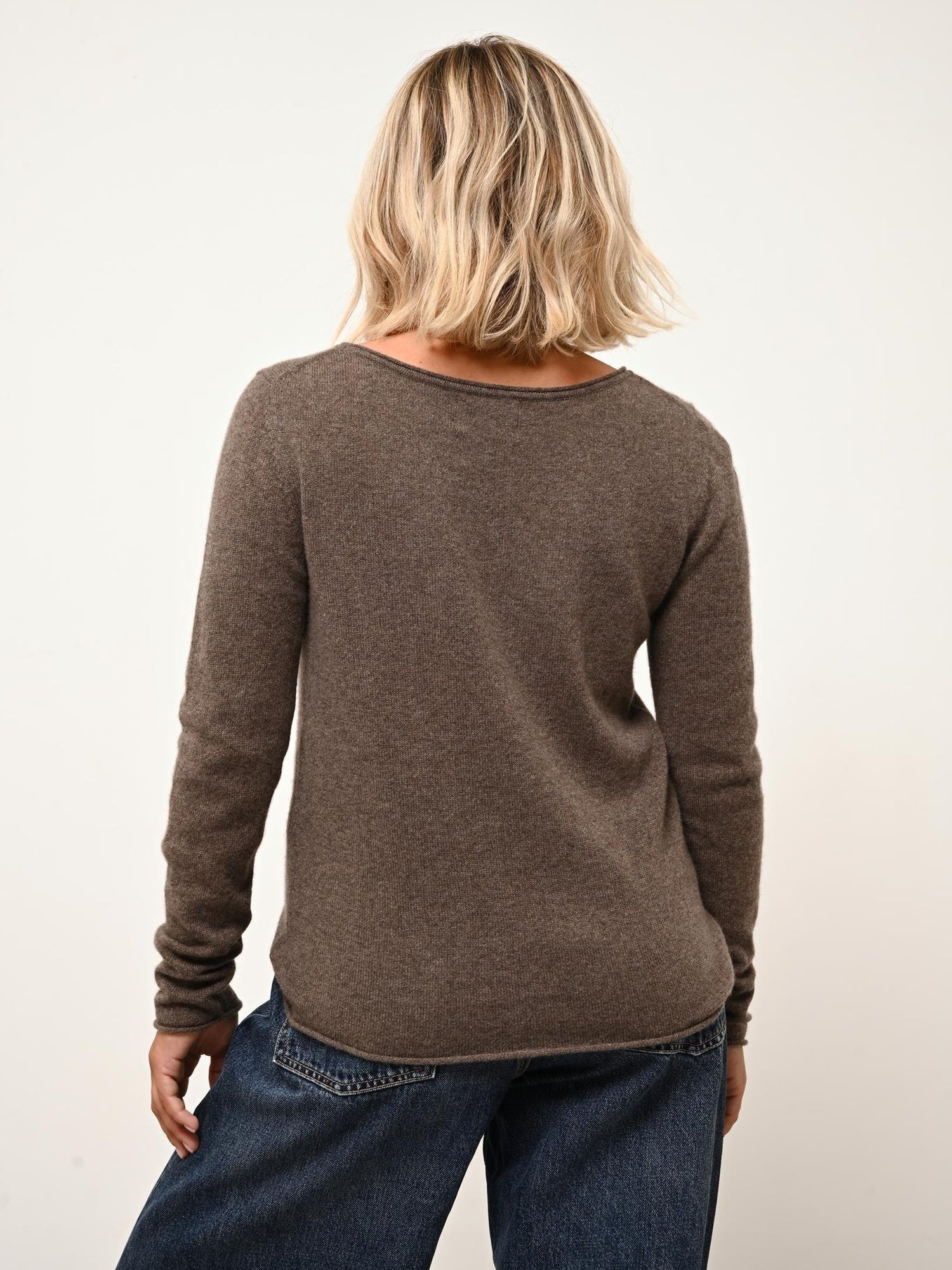GRACE taupe mottled boat-neck sweater