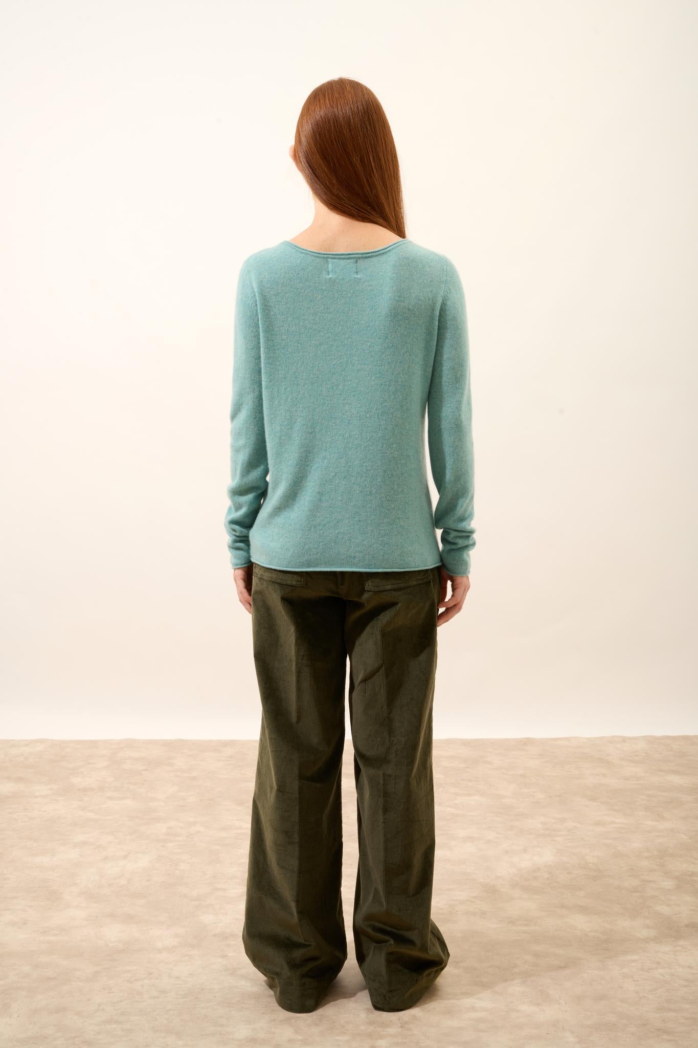 GRACE mottled green boat-neck sweater