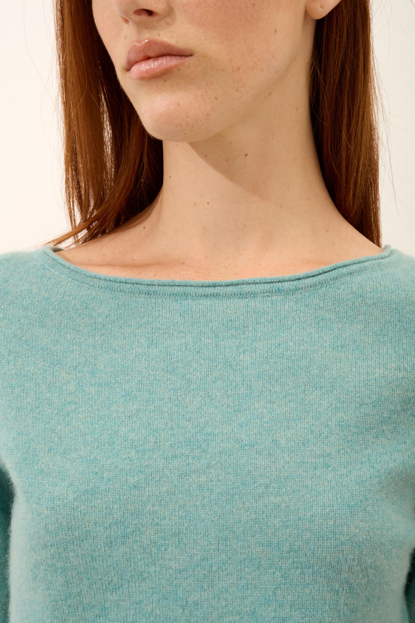 GRACE mottled green boat-neck sweater