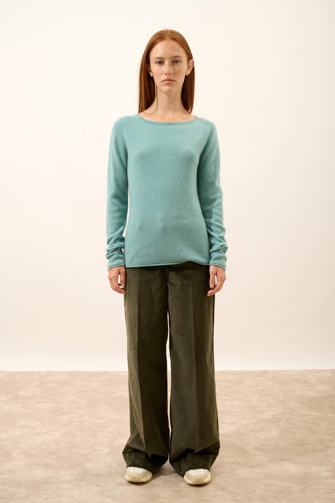 GRACE mottled green boat-neck sweater